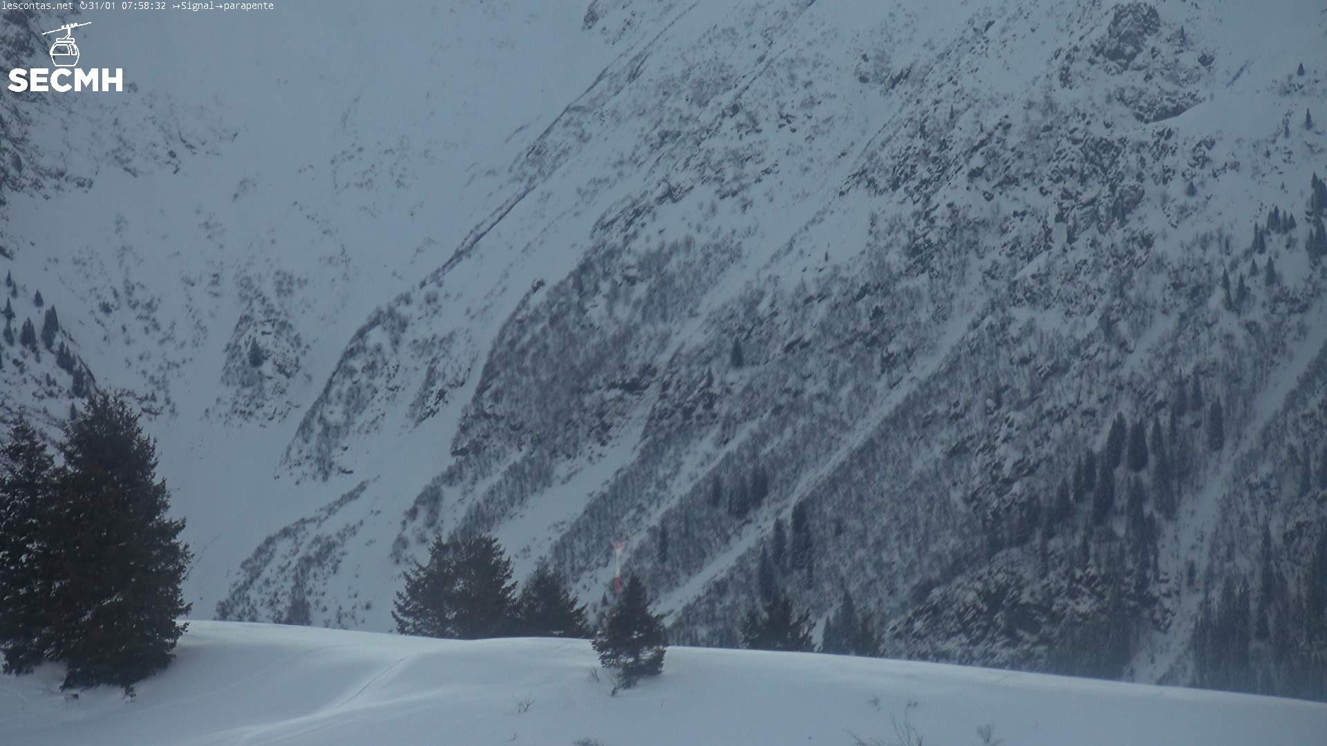 Archiv Foto Webcam Blick zum Paraglidingstartpunkt, Les Contamines