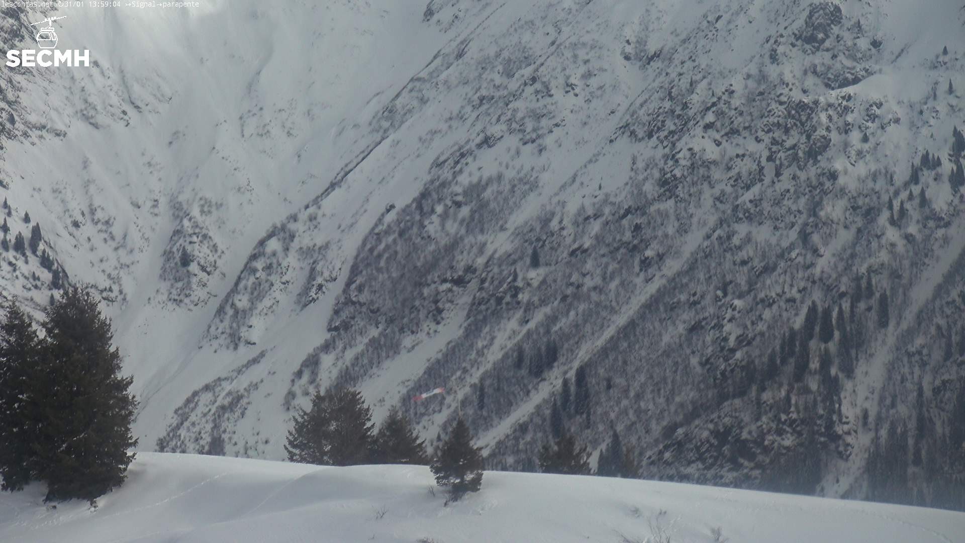 Archiv Foto Webcam Blick zum Paraglidingstartpunkt, Les Contamines