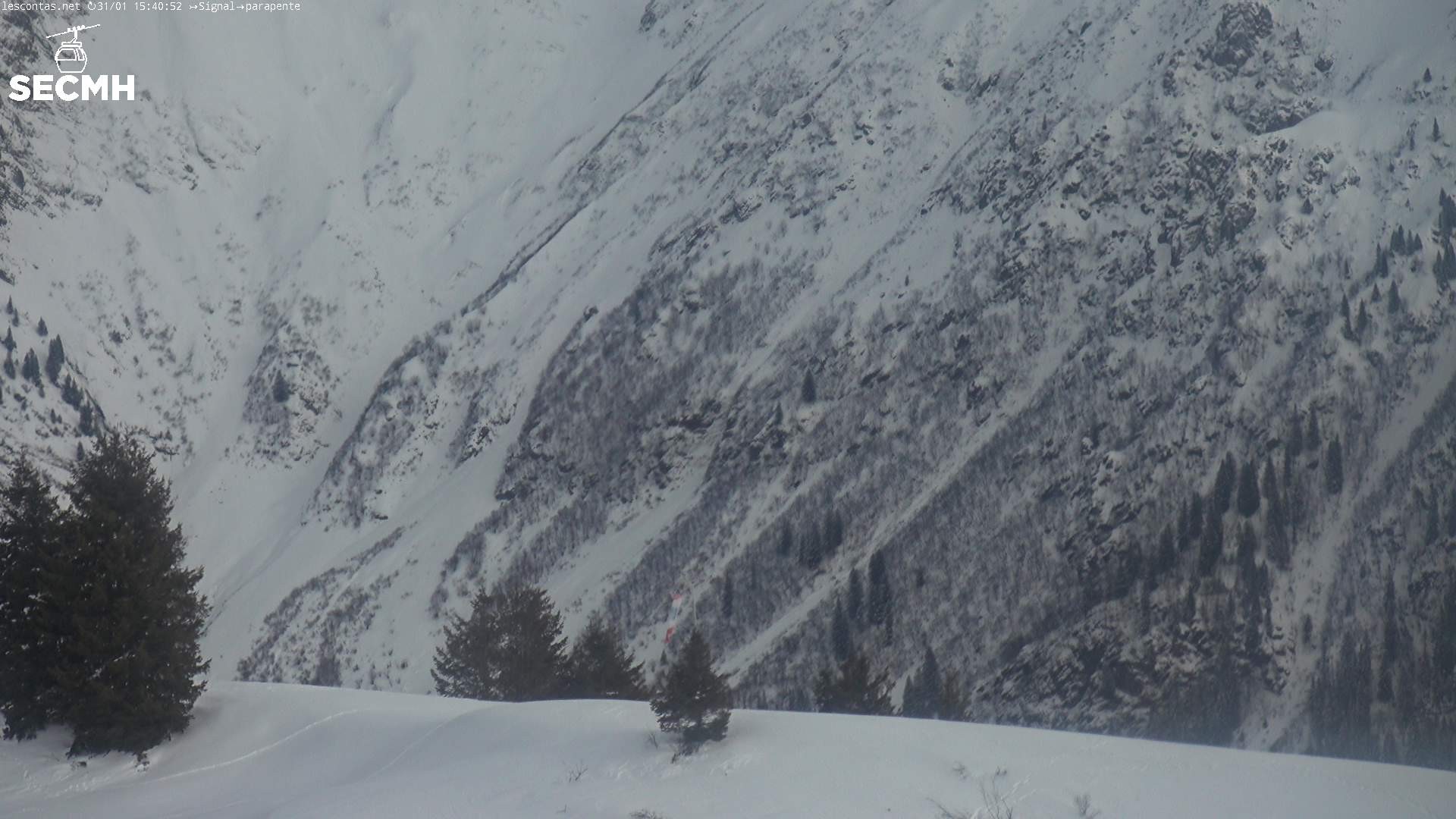 Archiv Foto Webcam Blick zum Paraglidingstartpunkt, Les Contamines