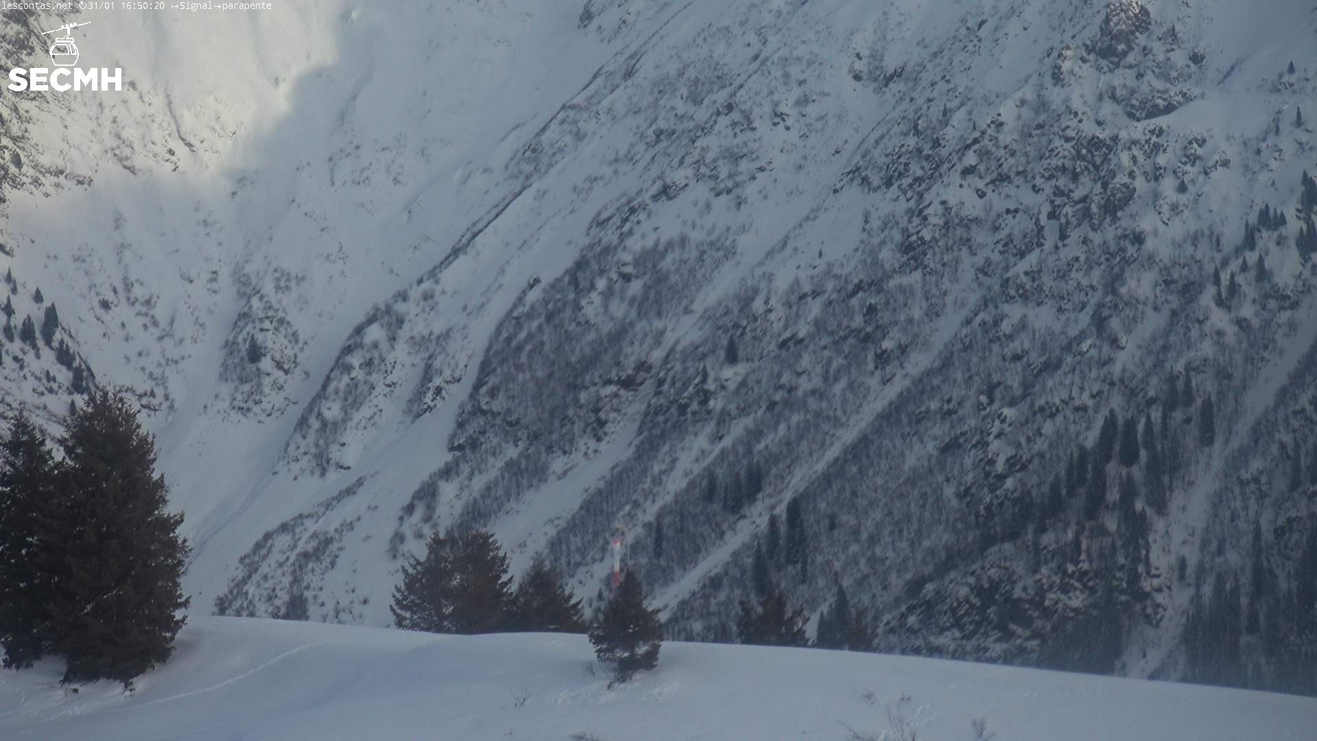 Archiv Foto Webcam Blick zum Paraglidingstartpunkt, Les Contamines