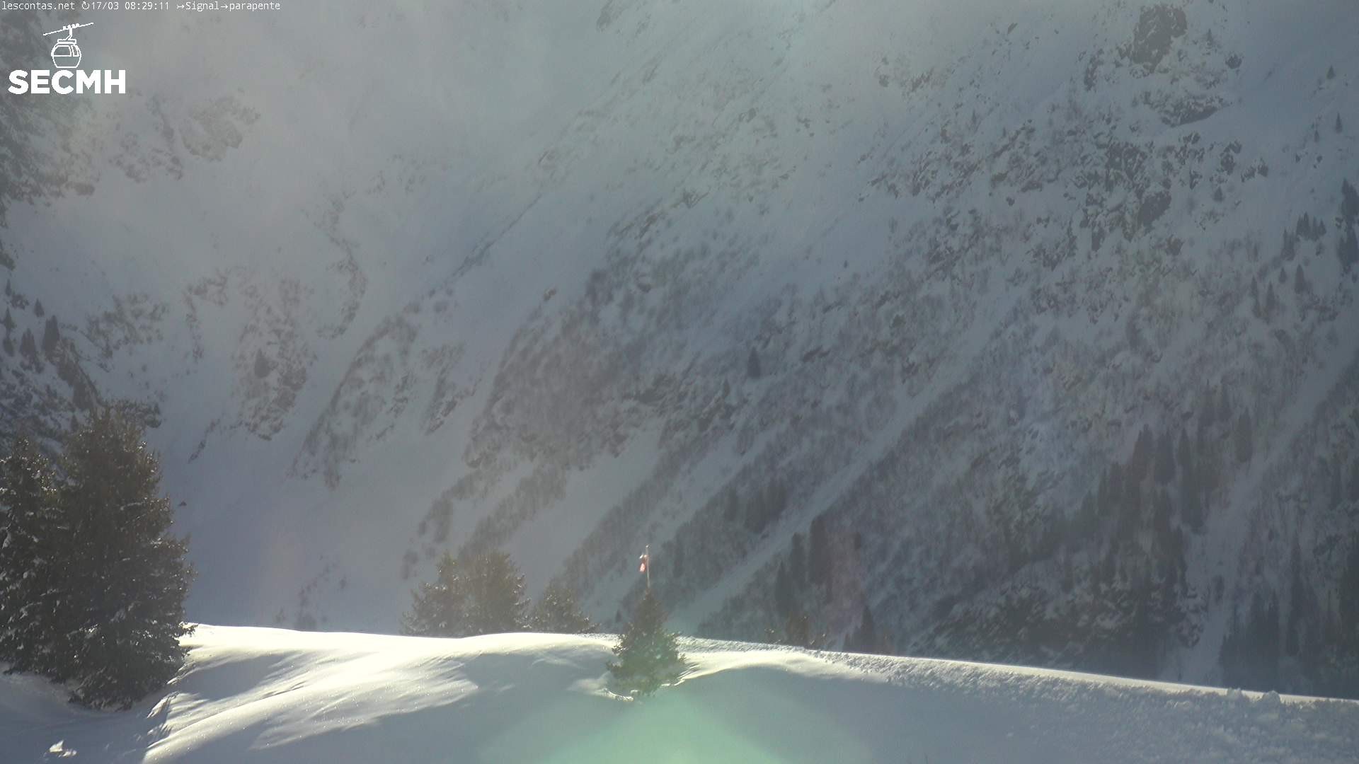 Archiv Foto Webcam Blick zum Paraglidingstartpunkt, Les Contamines