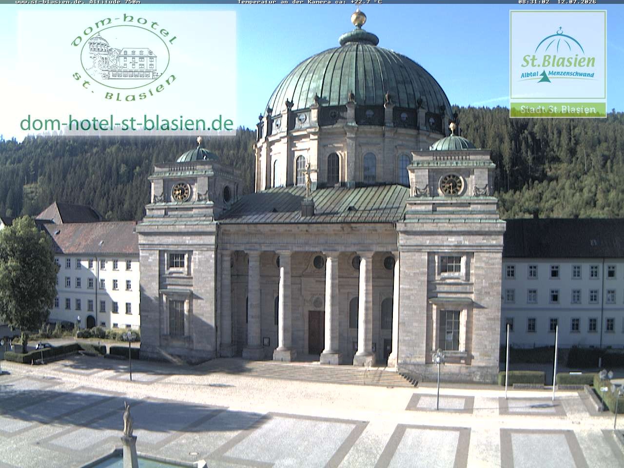 Archived image Webcam St Blasien Menzenschwand cathedral