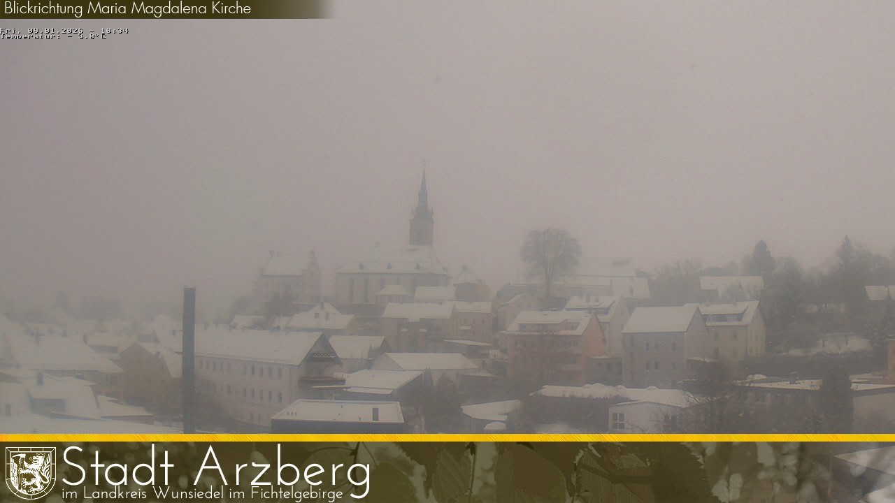 Archiv Foto Webcam Arzberg und die Maria Magdalena Kirche (Fichtelgebirge)