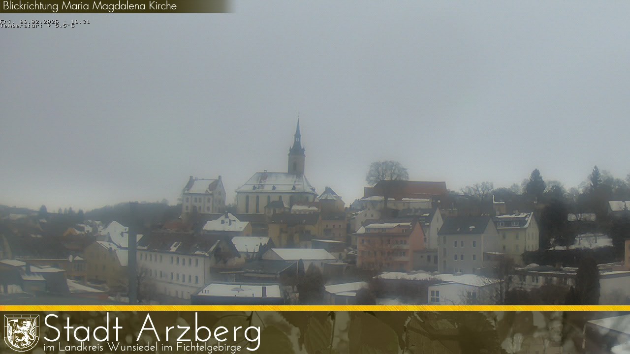 Archiv Foto Webcam Arzberg und die Maria Magdalena Kirche (Fichtelgebirge)