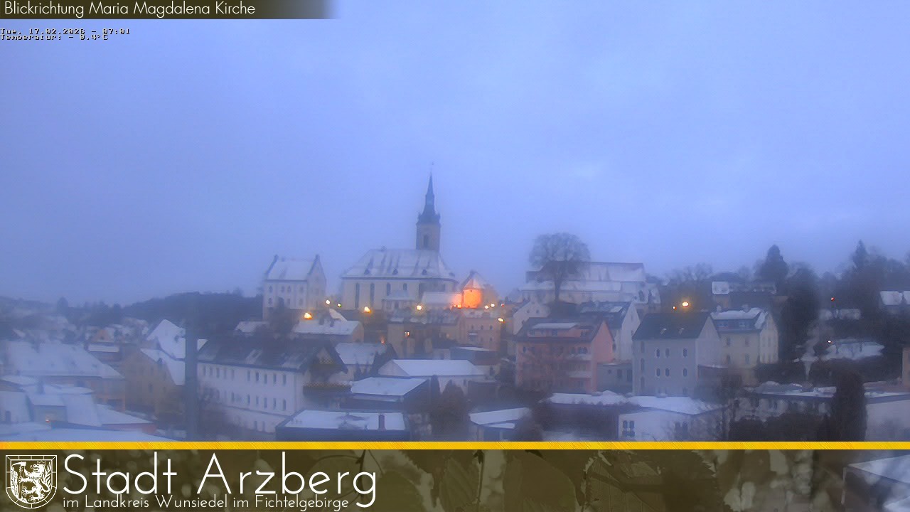 Archiv Foto Webcam Arzberg und die Maria Magdalena Kirche (Fichtelgebirge)