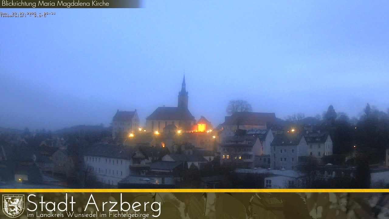 Archiv Foto Webcam Arzberg und die Maria Magdalena Kirche (Fichtelgebirge)