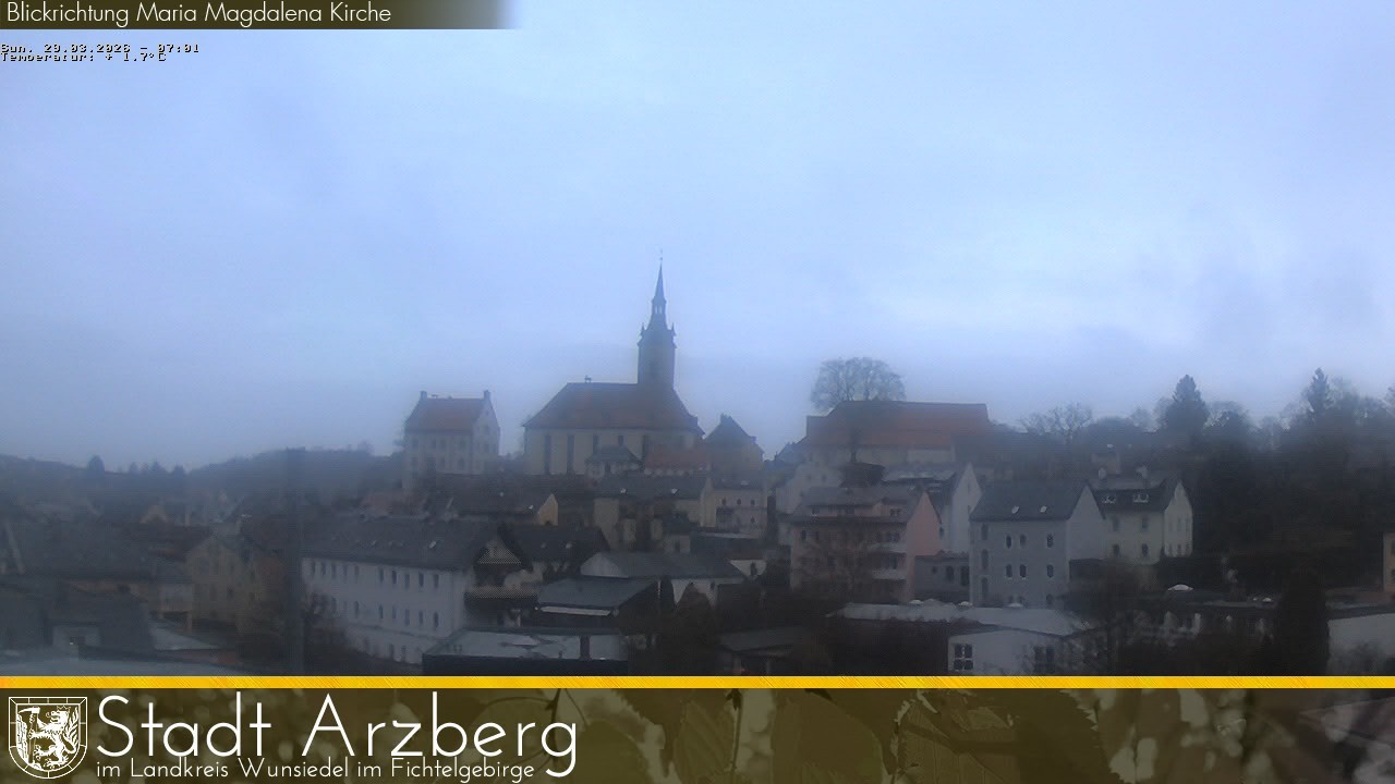 Archiv Foto Webcam Arzberg und die Maria Magdalena Kirche (Fichtelgebirge)