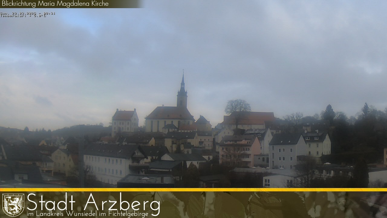Archiv Foto Webcam Arzberg und die Maria Magdalena Kirche (Fichtelgebirge)