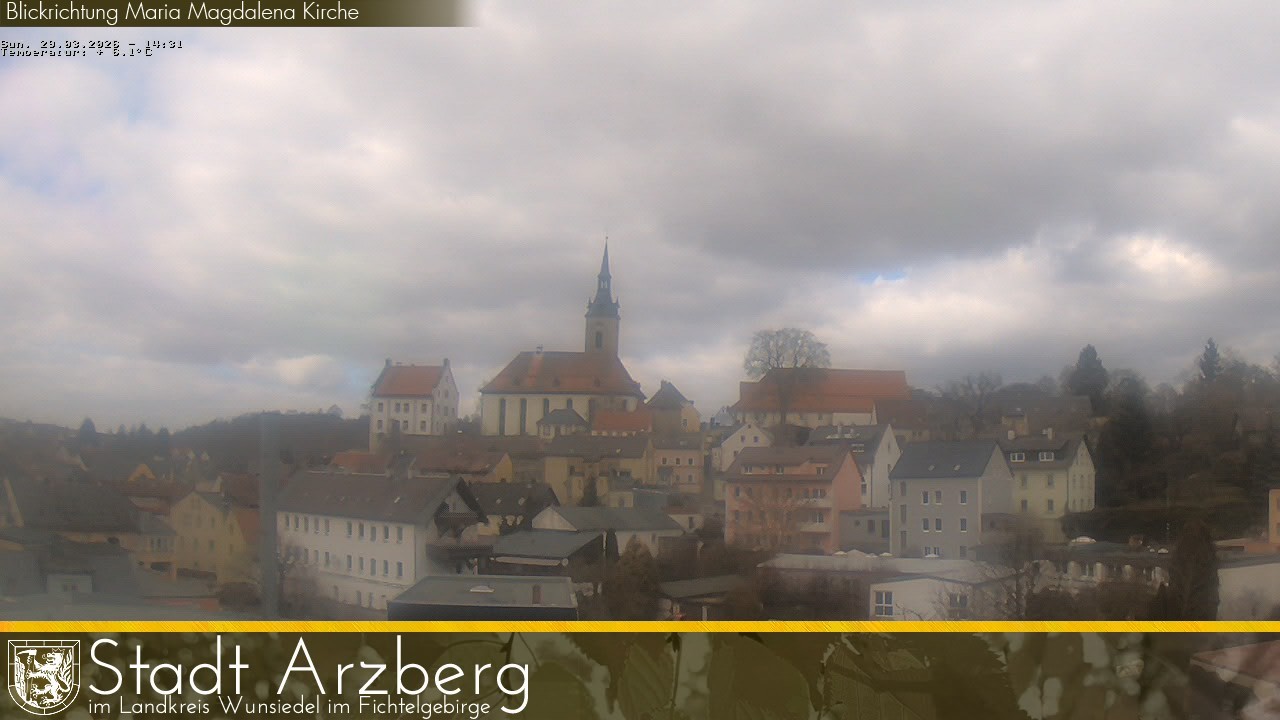 Archiv Foto Webcam Arzberg und die Maria Magdalena Kirche (Fichtelgebirge)