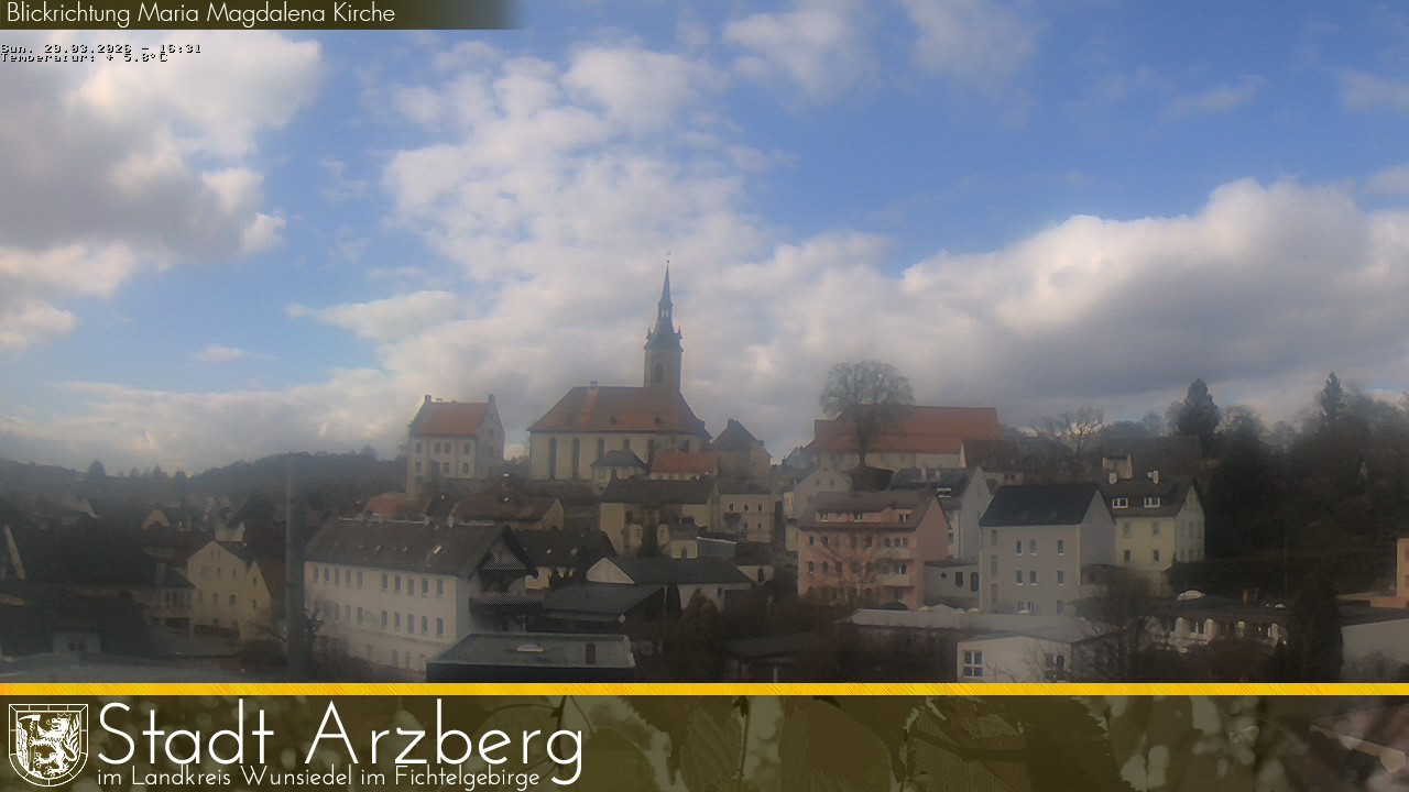 Archiv Foto Webcam Arzberg und die Maria Magdalena Kirche (Fichtelgebirge)