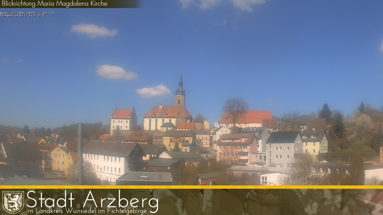 Archiv Foto Webcam Arzberg und die Maria Magdalena Kirche (Fichtelgebirge)