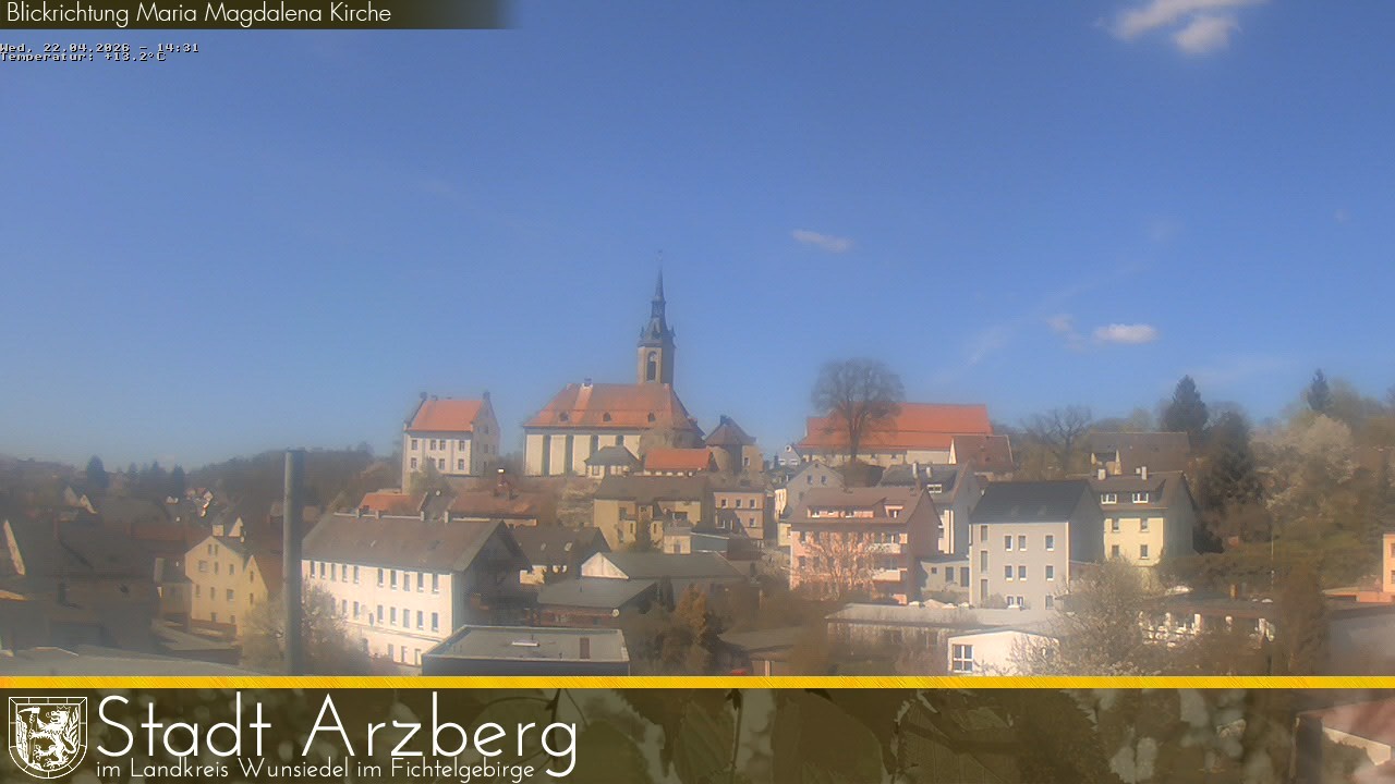 Archiv Foto Webcam Arzberg und die Maria Magdalena Kirche (Fichtelgebirge)