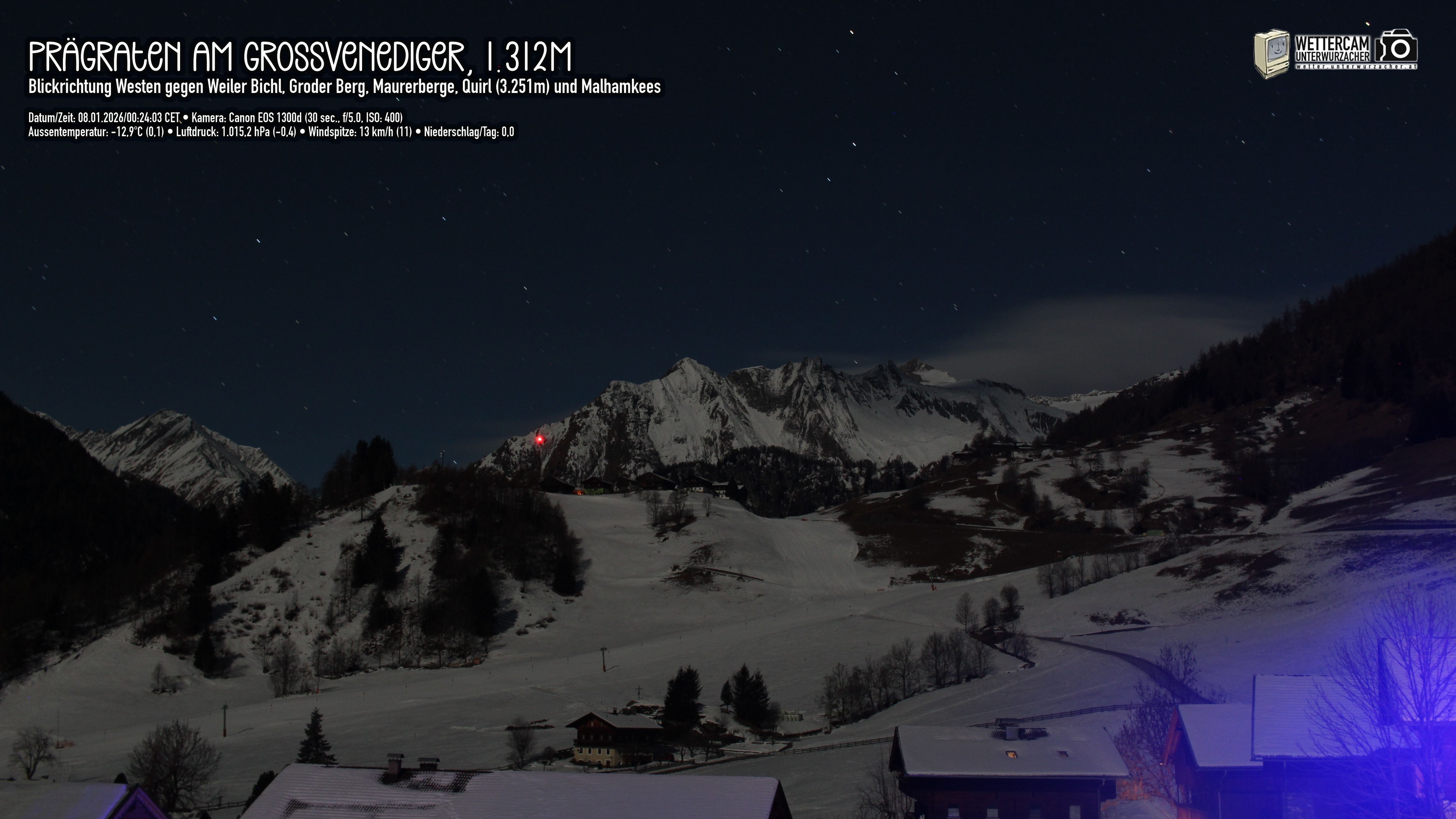 Archiv Foto Webcam Prägraten am Großvenediger - Dorf Bichl und Maurer Berge