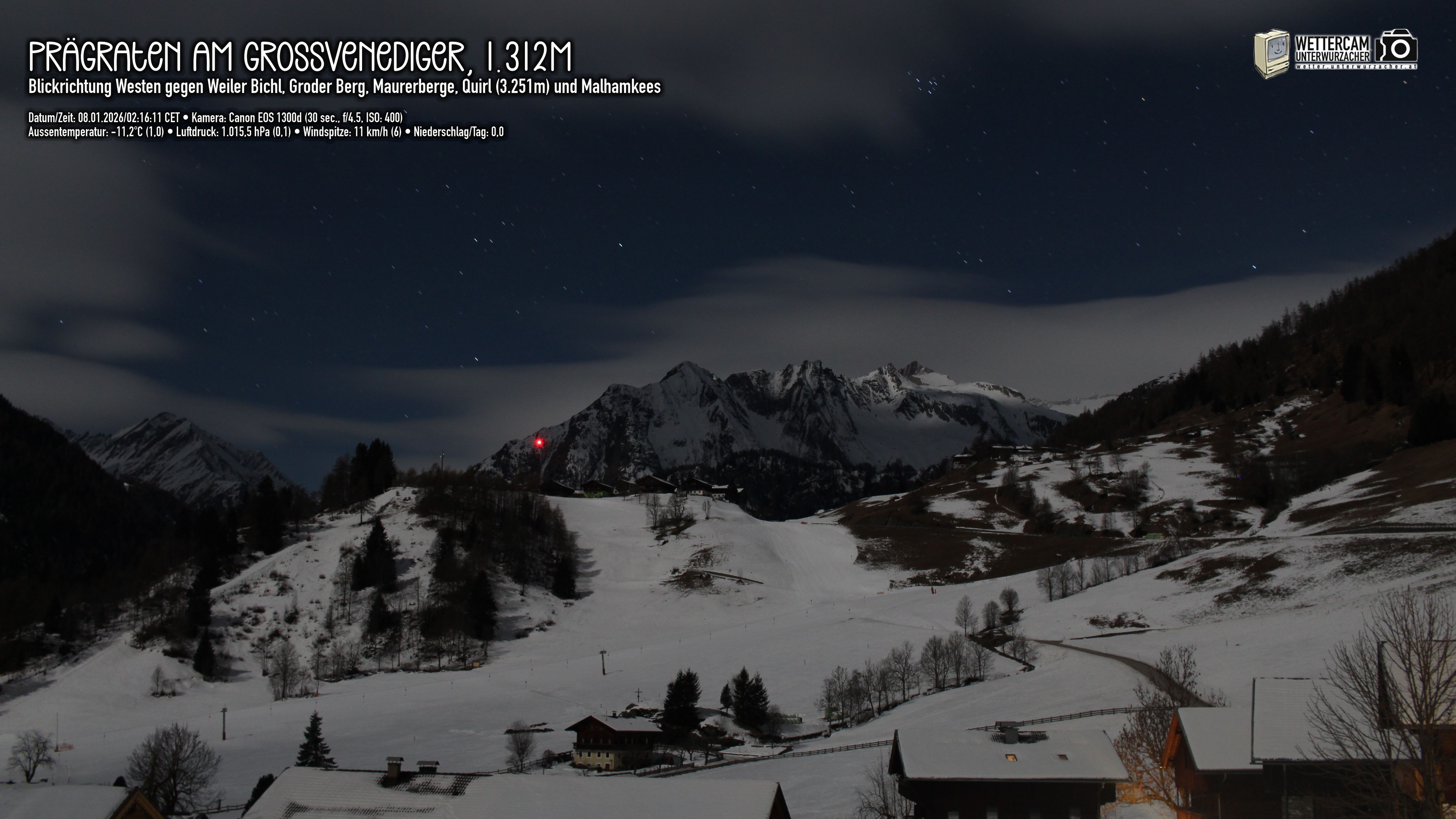 Archiv Foto Webcam Prägraten am Großvenediger - Dorf Bichl und Maurer Berge