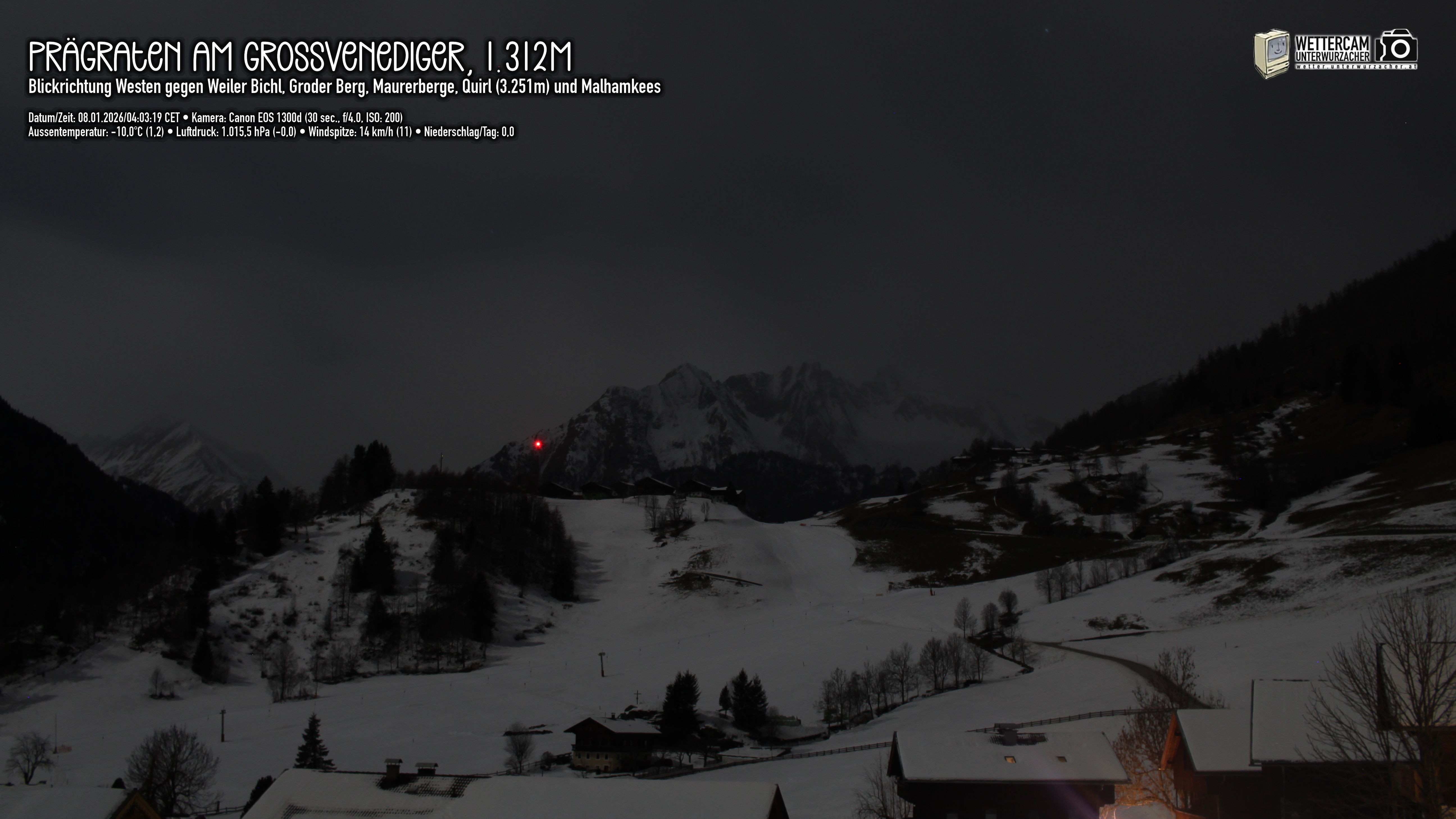 Archiv Foto Webcam Prägraten am Großvenediger - Dorf Bichl und Maurer Berge