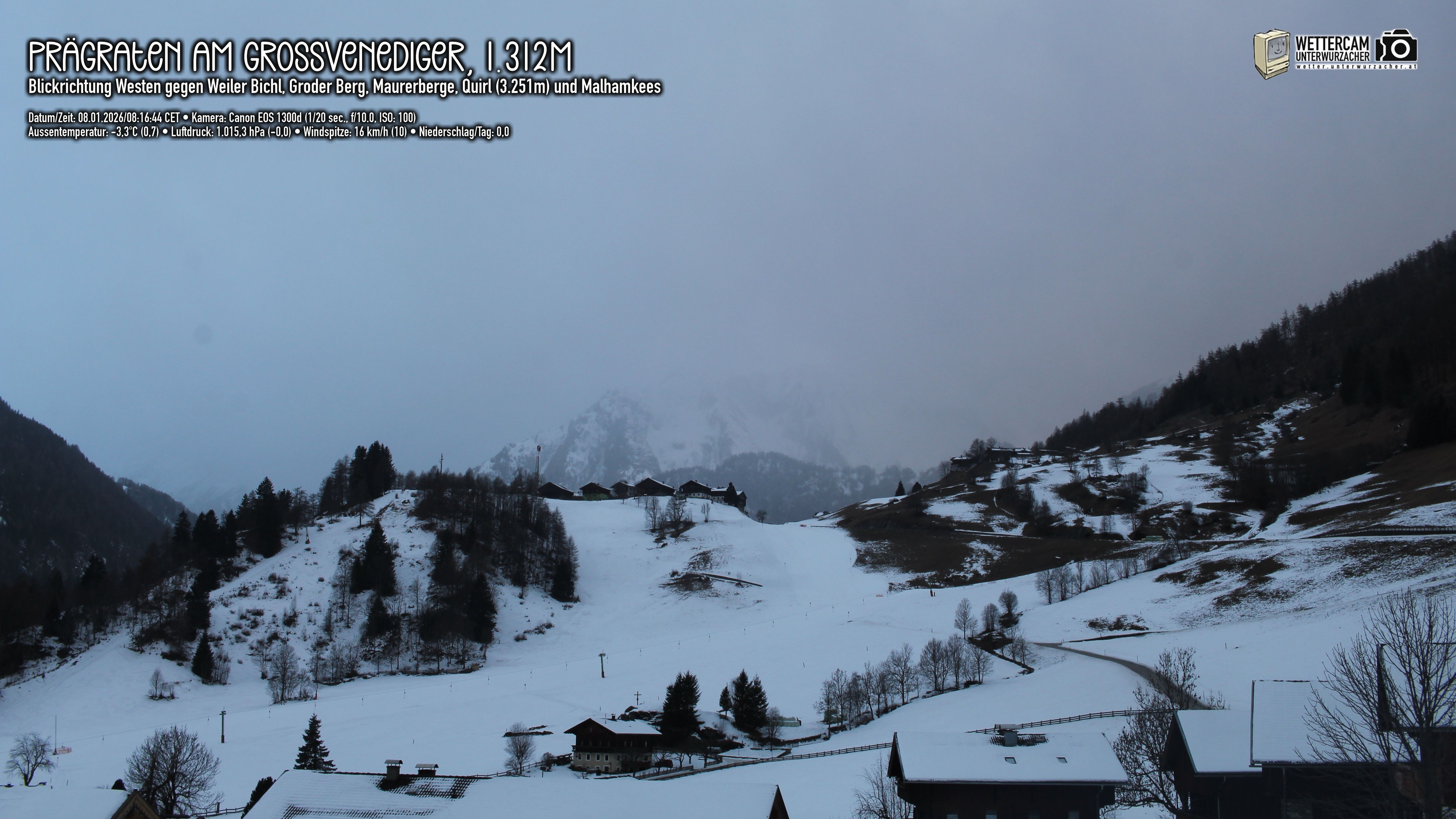 Archiv Foto Webcam Prägraten am Großvenediger - Dorf Bichl und Maurer Berge