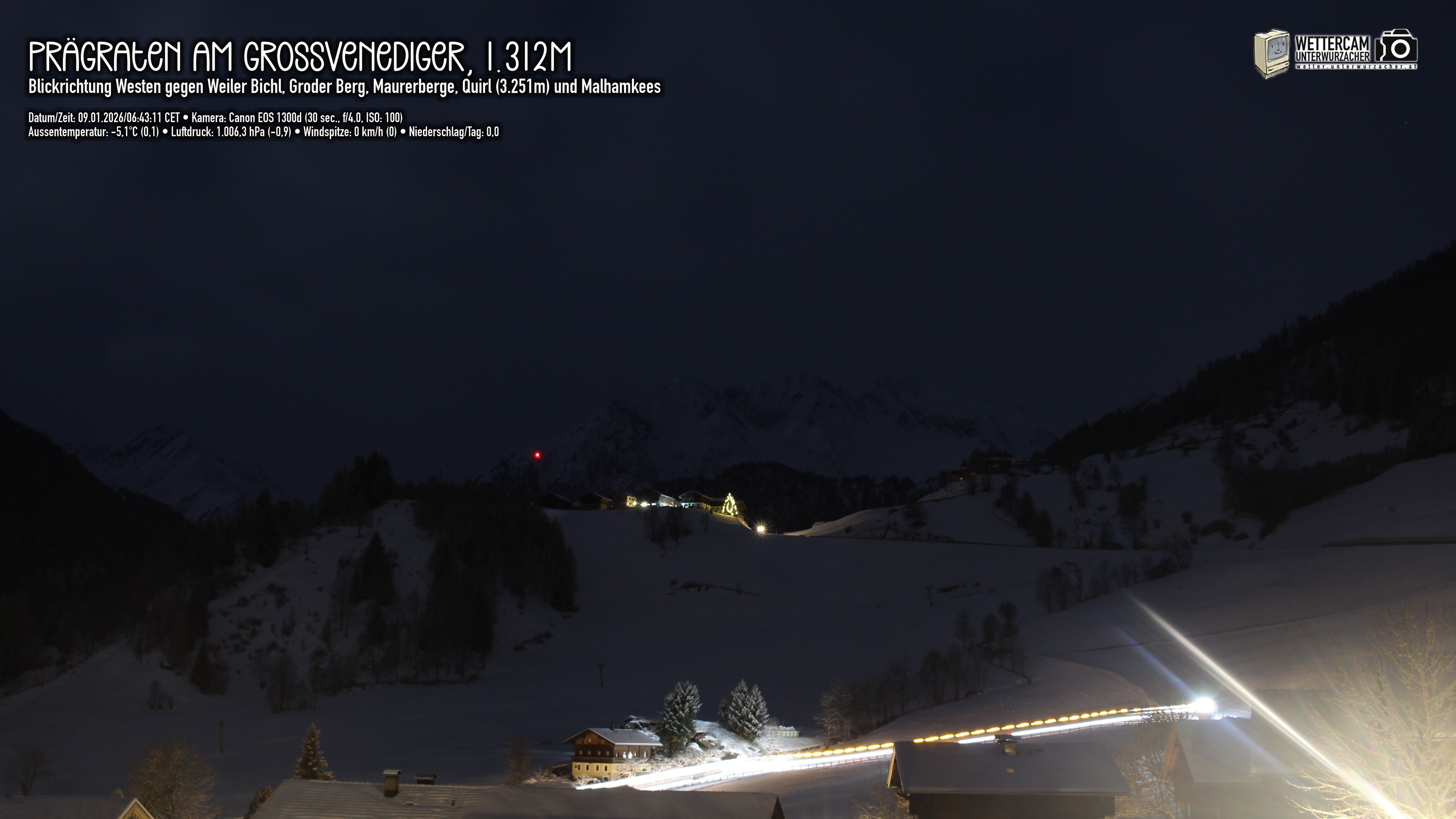 Archiv Foto Webcam Prägraten am Großvenediger - Dorf Bichl und Maurer Berge