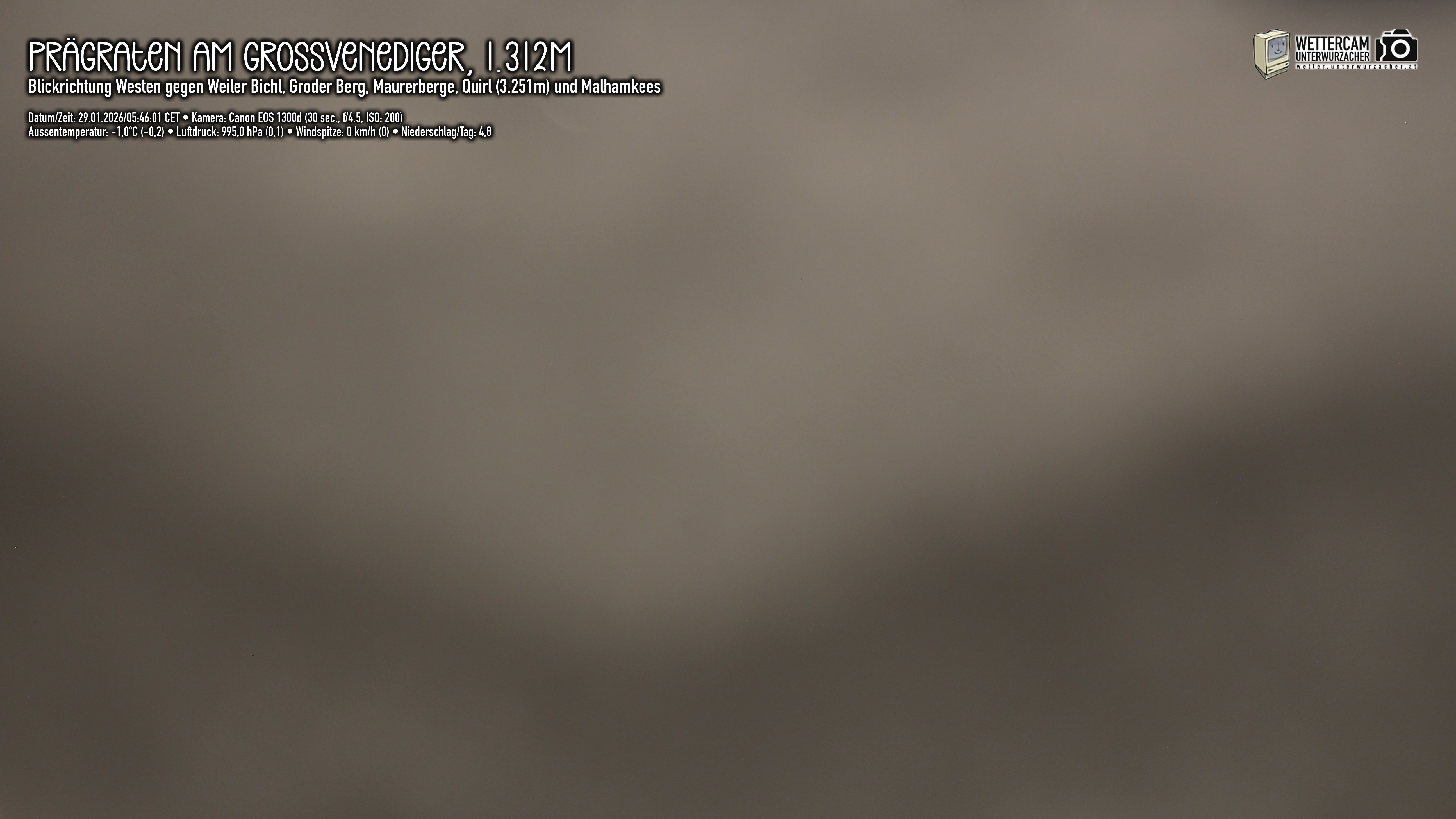 Archiv Foto Webcam Prägraten am Großvenediger - Dorf Bichl und Maurer Berge