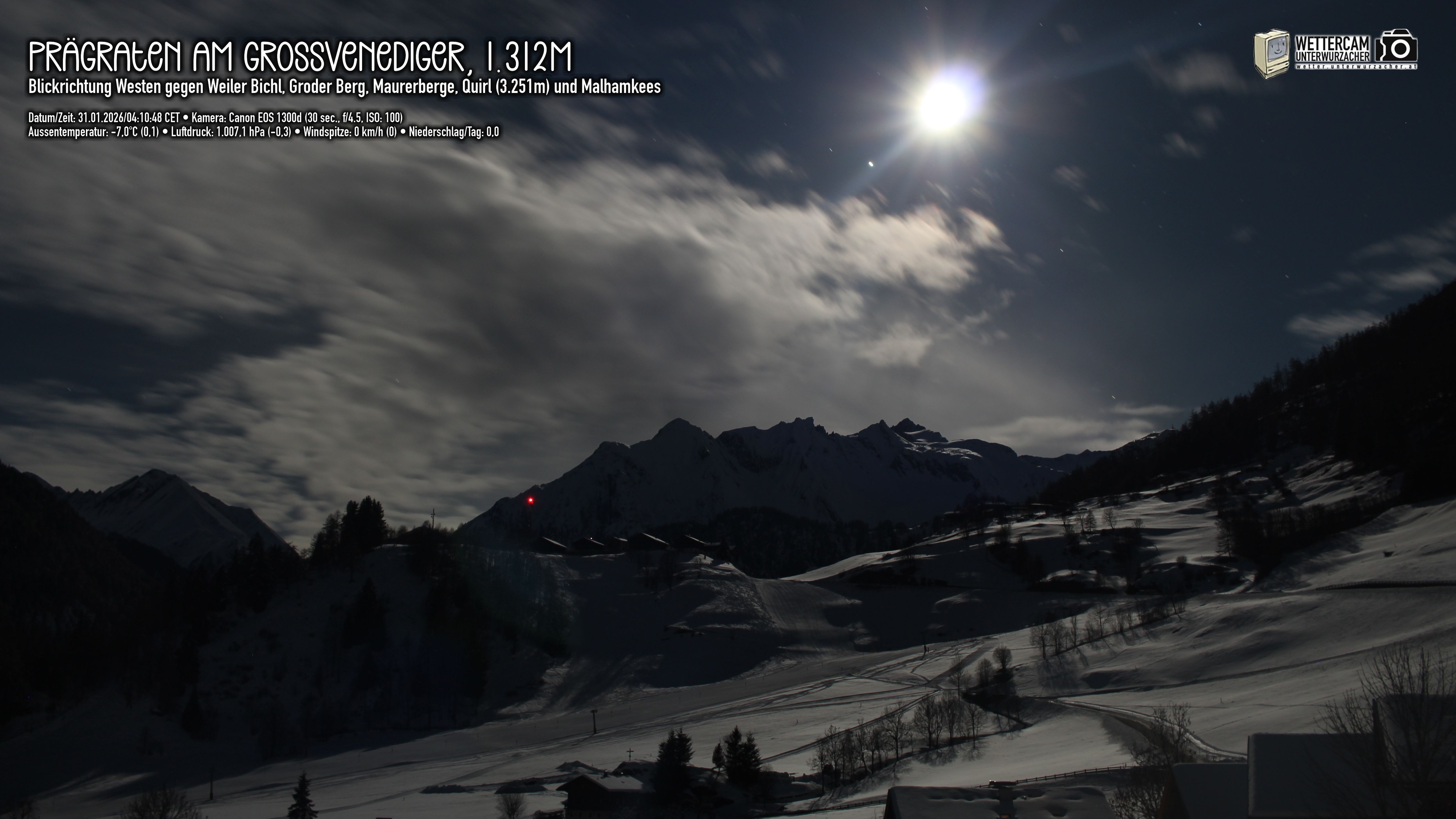 Archiv Foto Webcam Prägraten am Großvenediger - Dorf Bichl und Maurer Berge