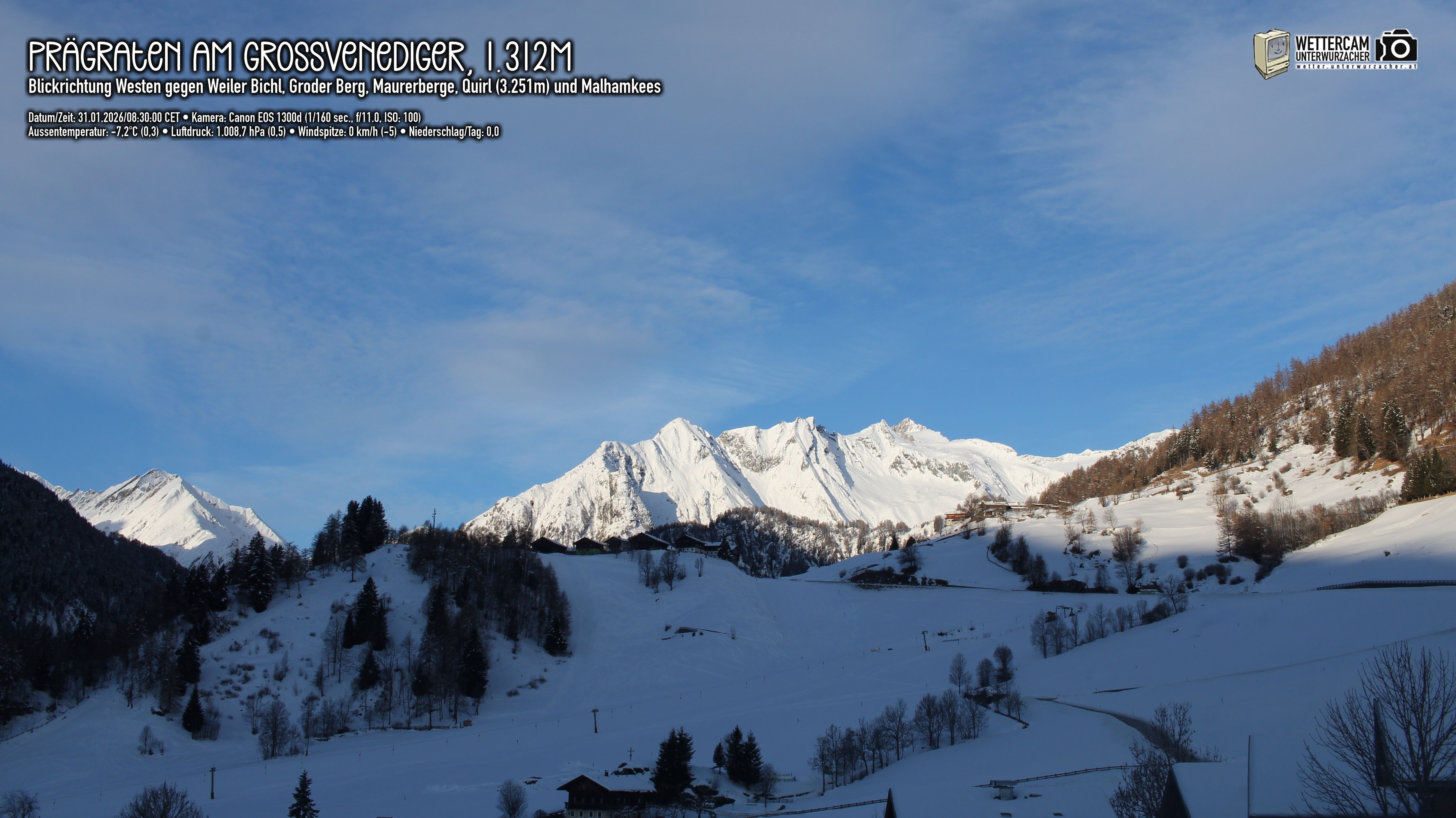 Archiv Foto Webcam Prägraten am Großvenediger - Dorf Bichl und Maurer Berge