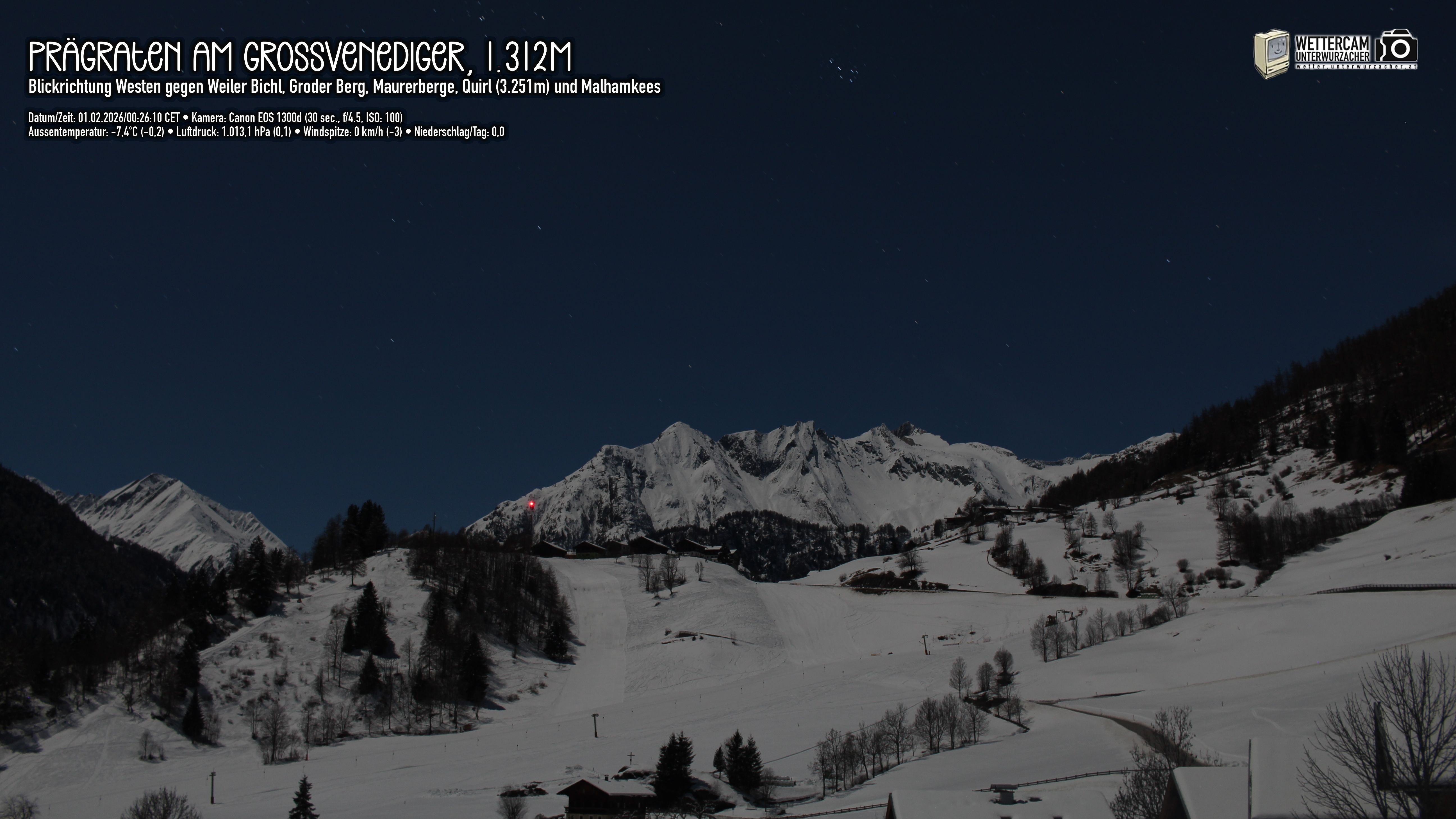 Archiv Foto Webcam Prägraten am Großvenediger - Dorf Bichl und Maurer Berge