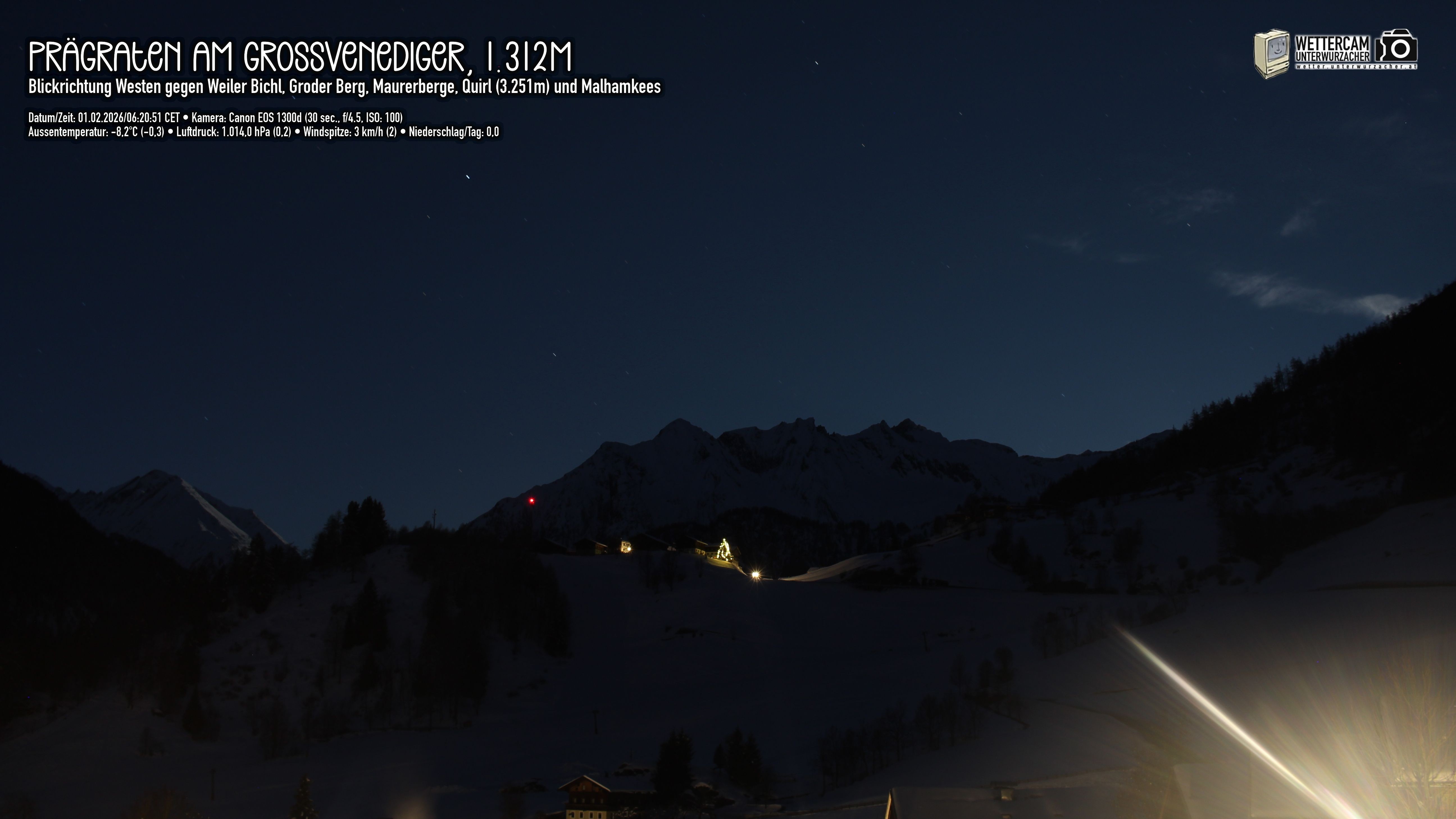 Archiv Foto Webcam Prägraten am Großvenediger - Dorf Bichl und Maurer Berge