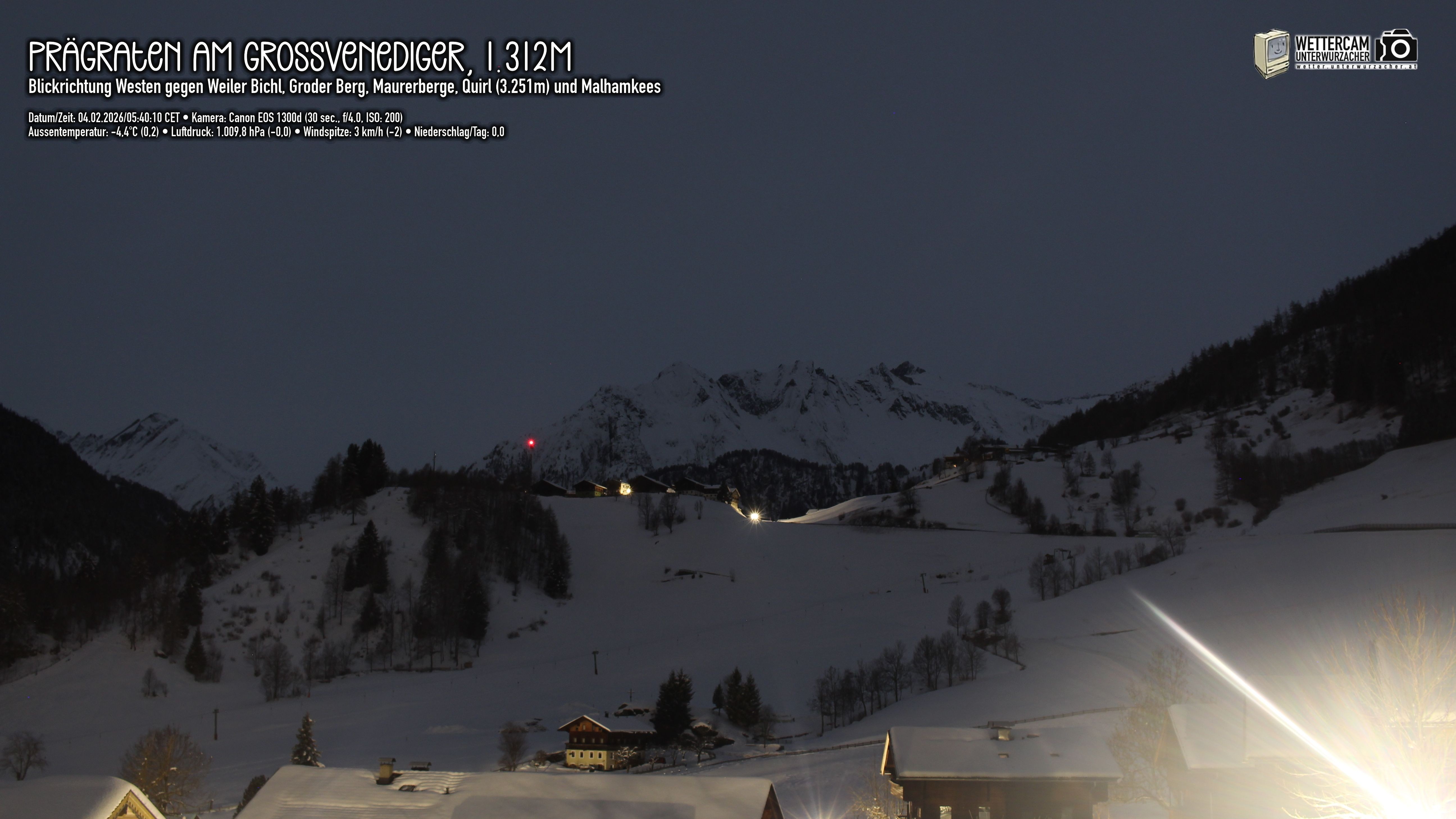 Archived image Webcam Prägraten am Großvenediger - Maurer Berge