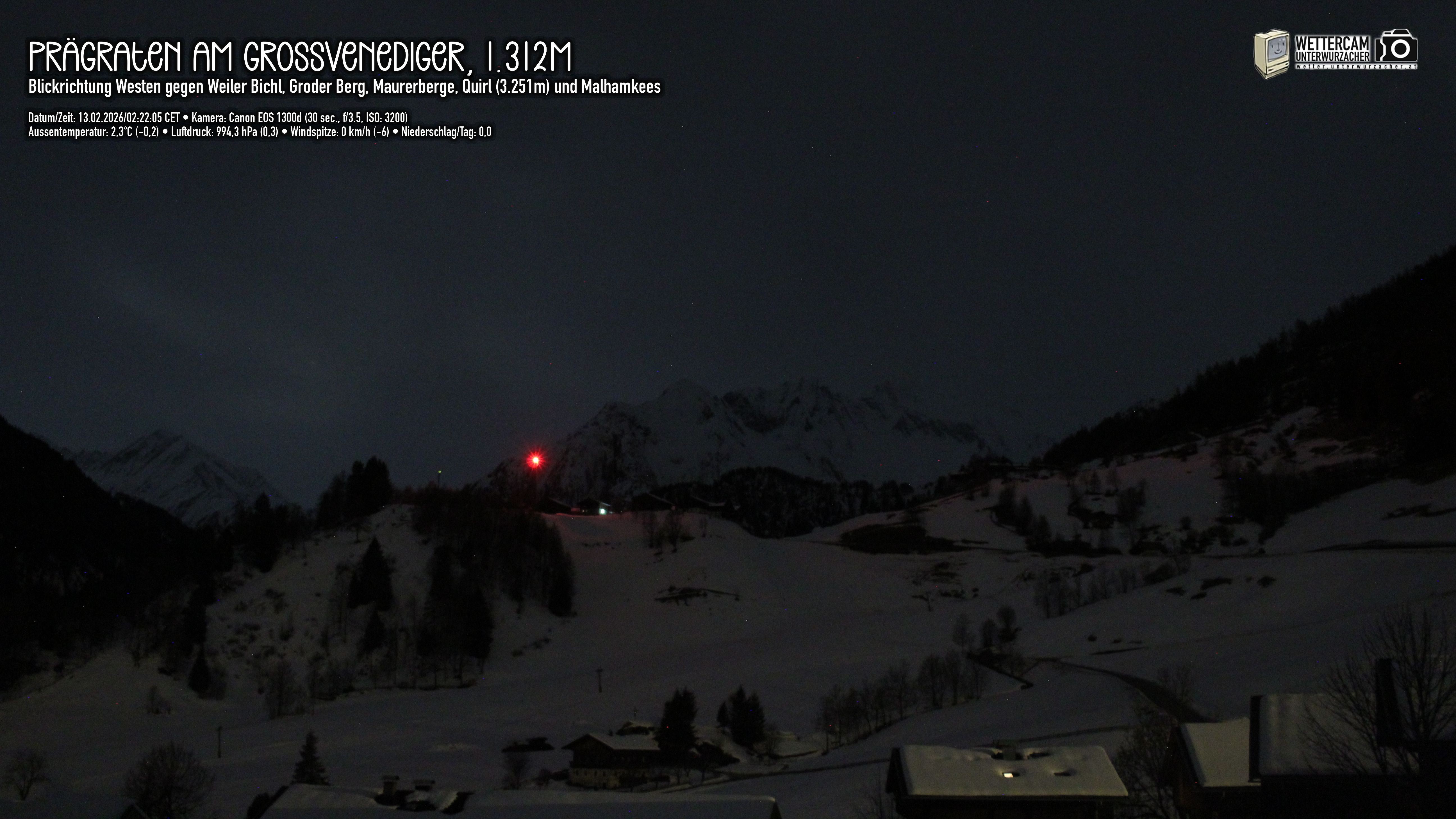 Archived image Webcam Prägraten am Großvenediger - Maurer Berge