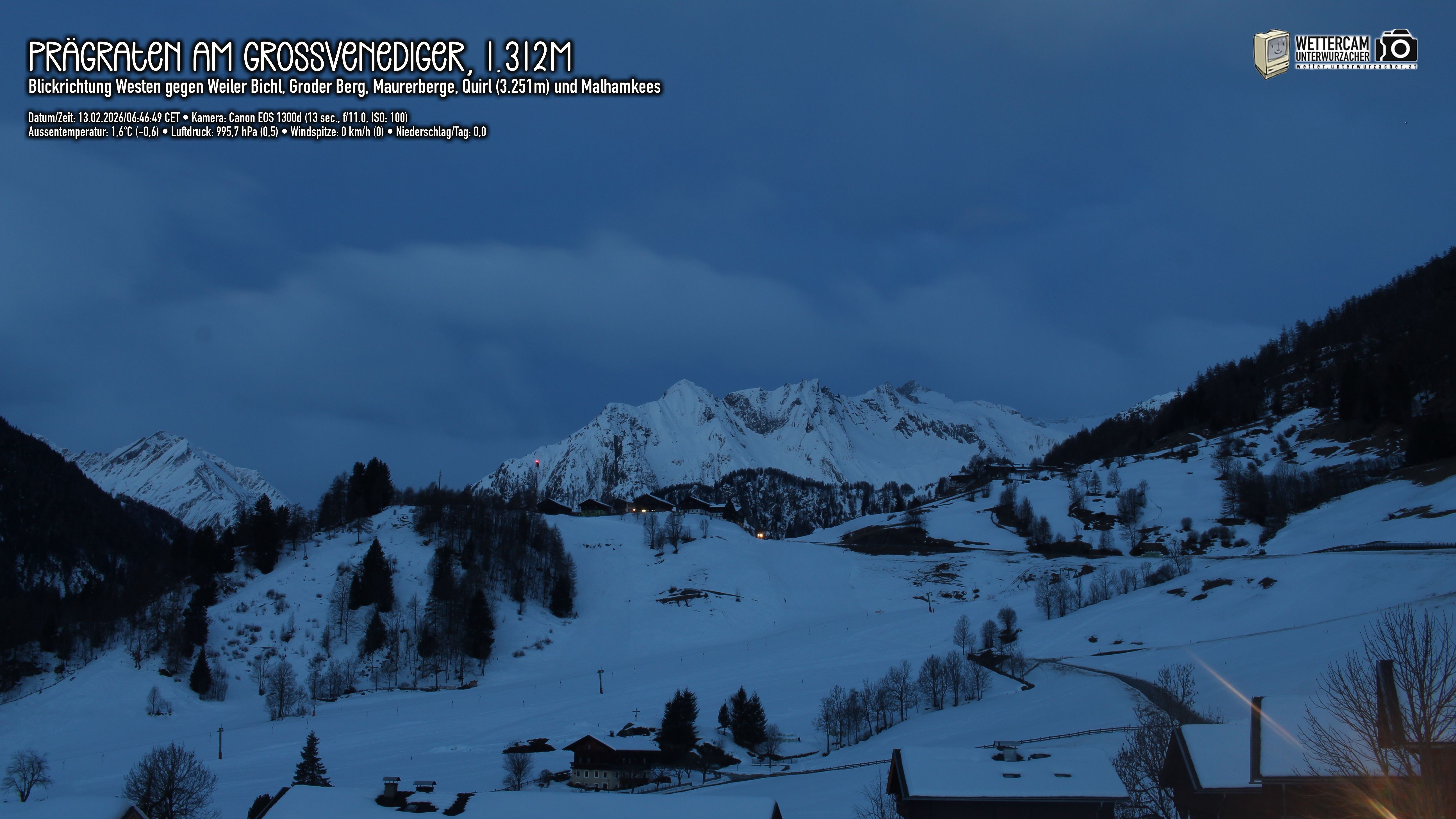 Archived image Webcam Prägraten am Großvenediger - Maurer Berge