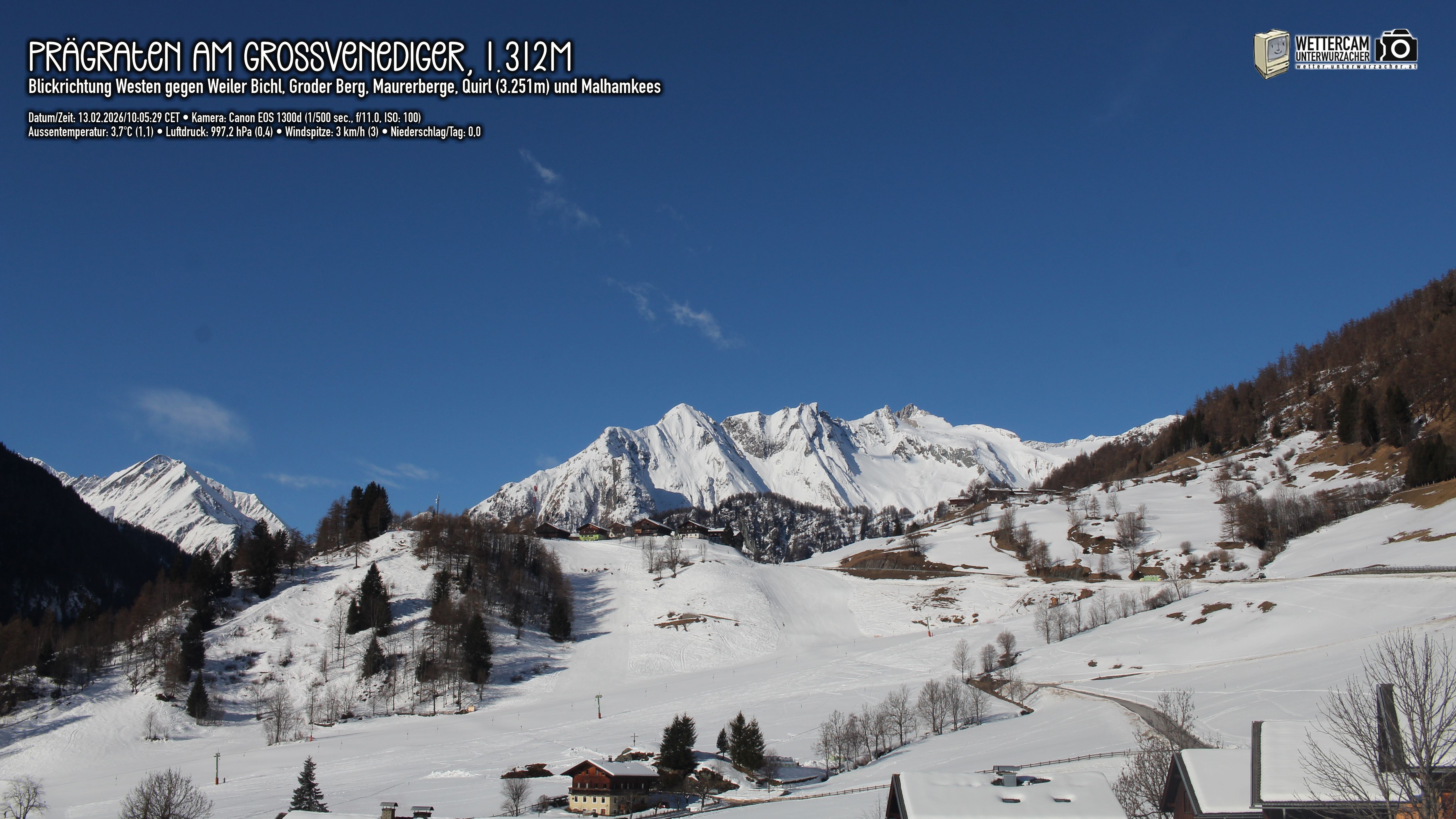 Archived image Webcam Prägraten am Großvenediger - Maurer Berge