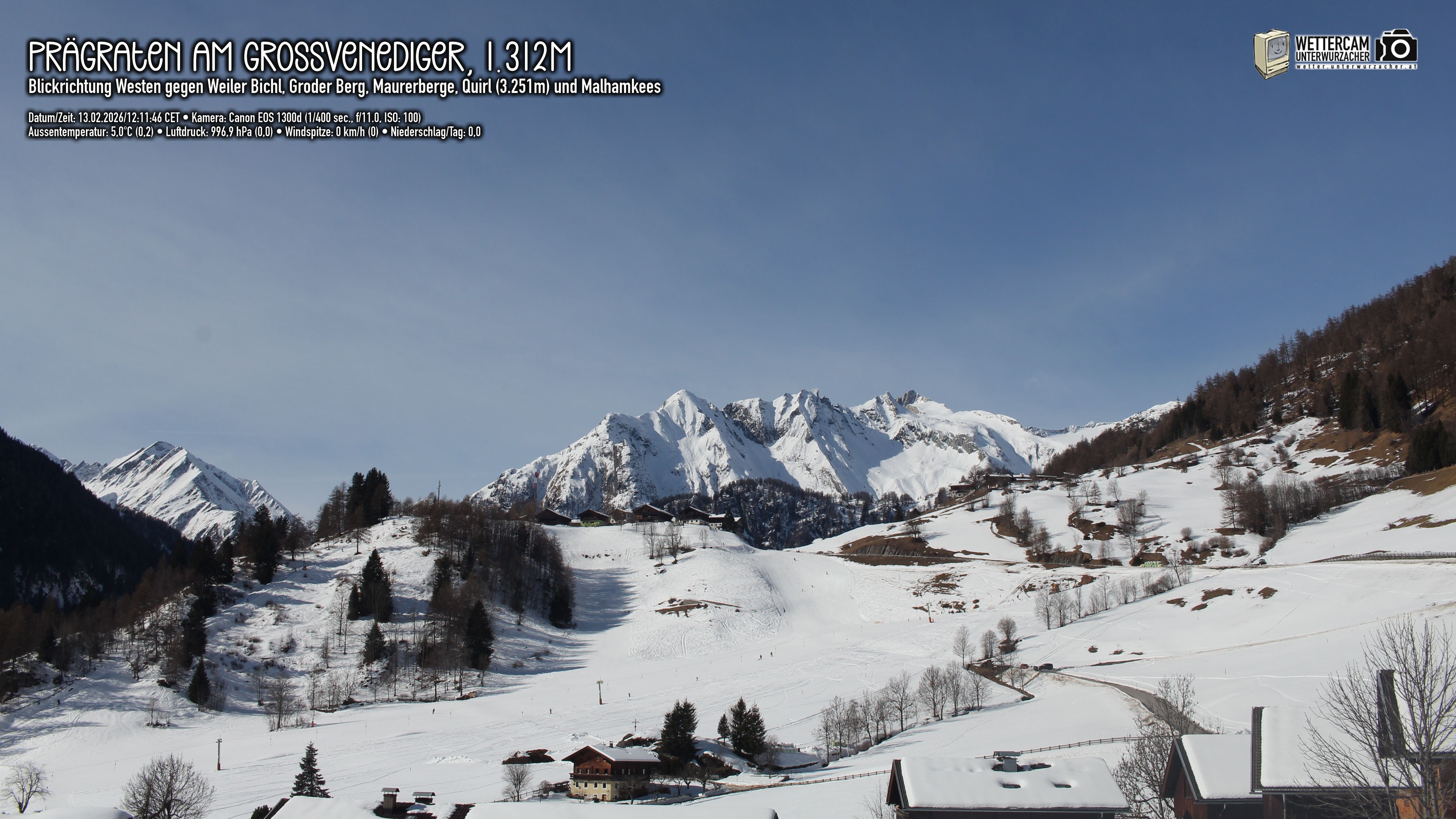 Archived image Webcam Prägraten am Großvenediger - Maurer Berge