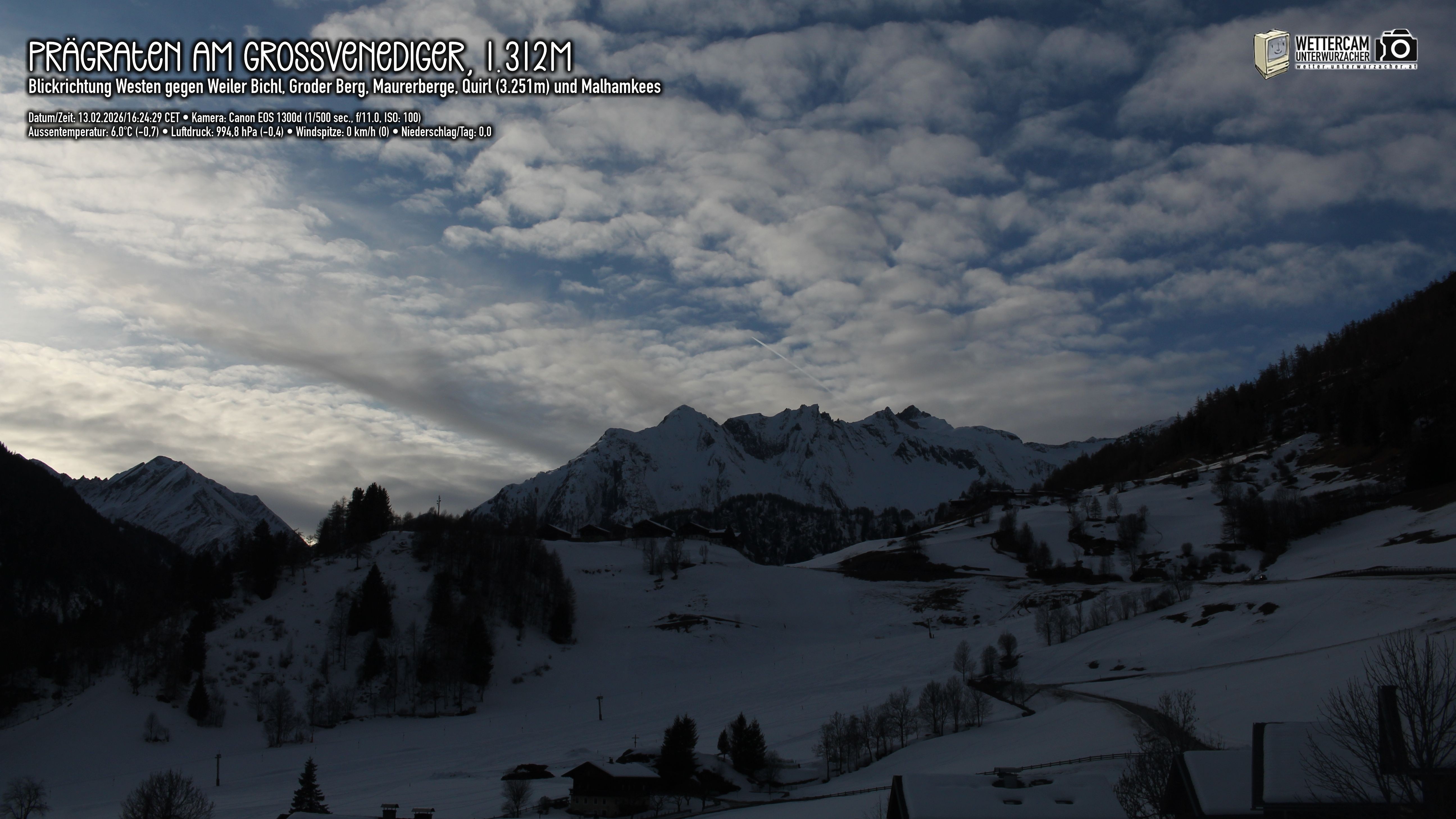 Archived image Webcam Prägraten am Großvenediger - Maurer Berge