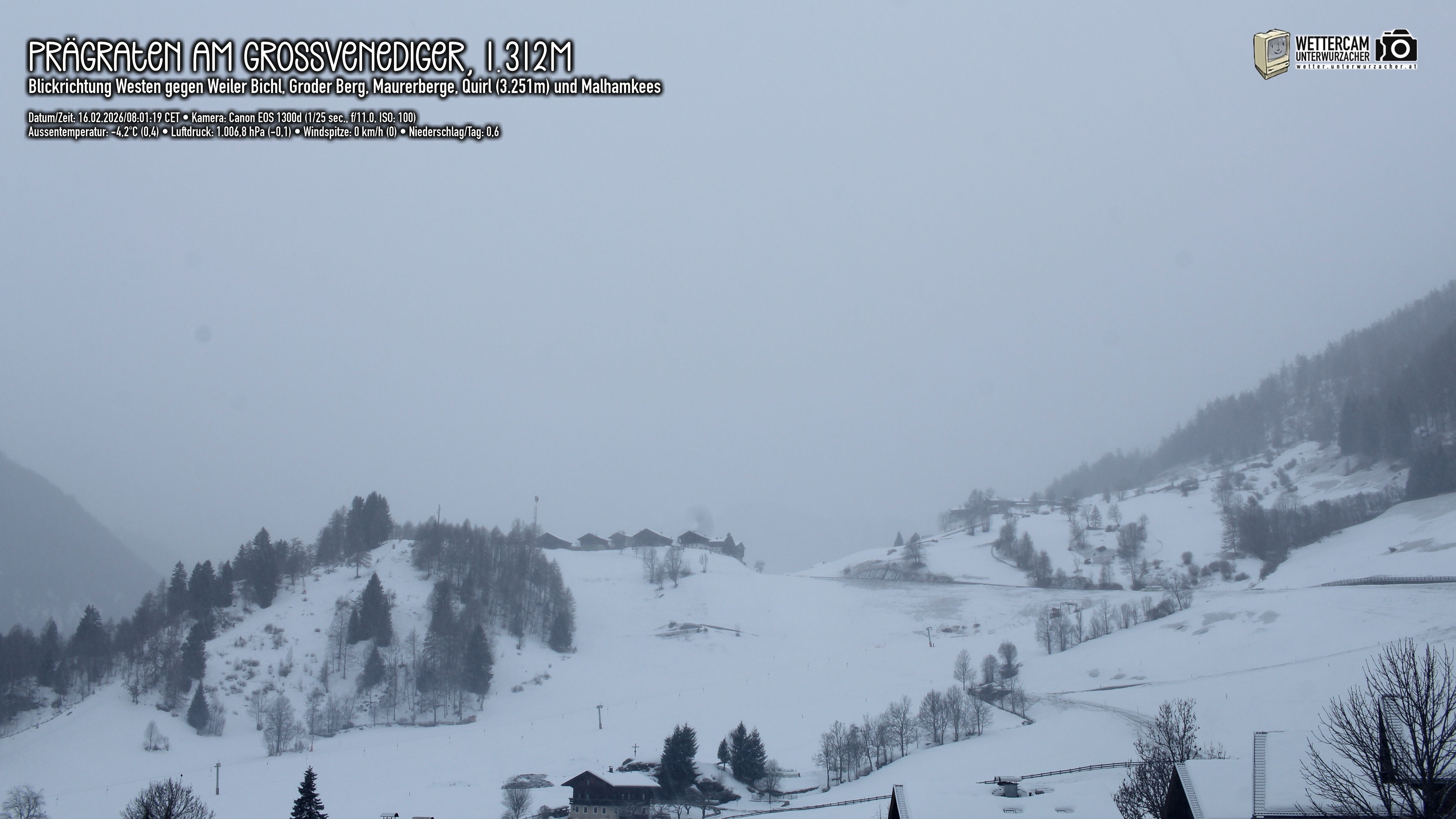 Archiv Foto Webcam Prägraten am Großvenediger - Dorf Bichl und Maurer Berge