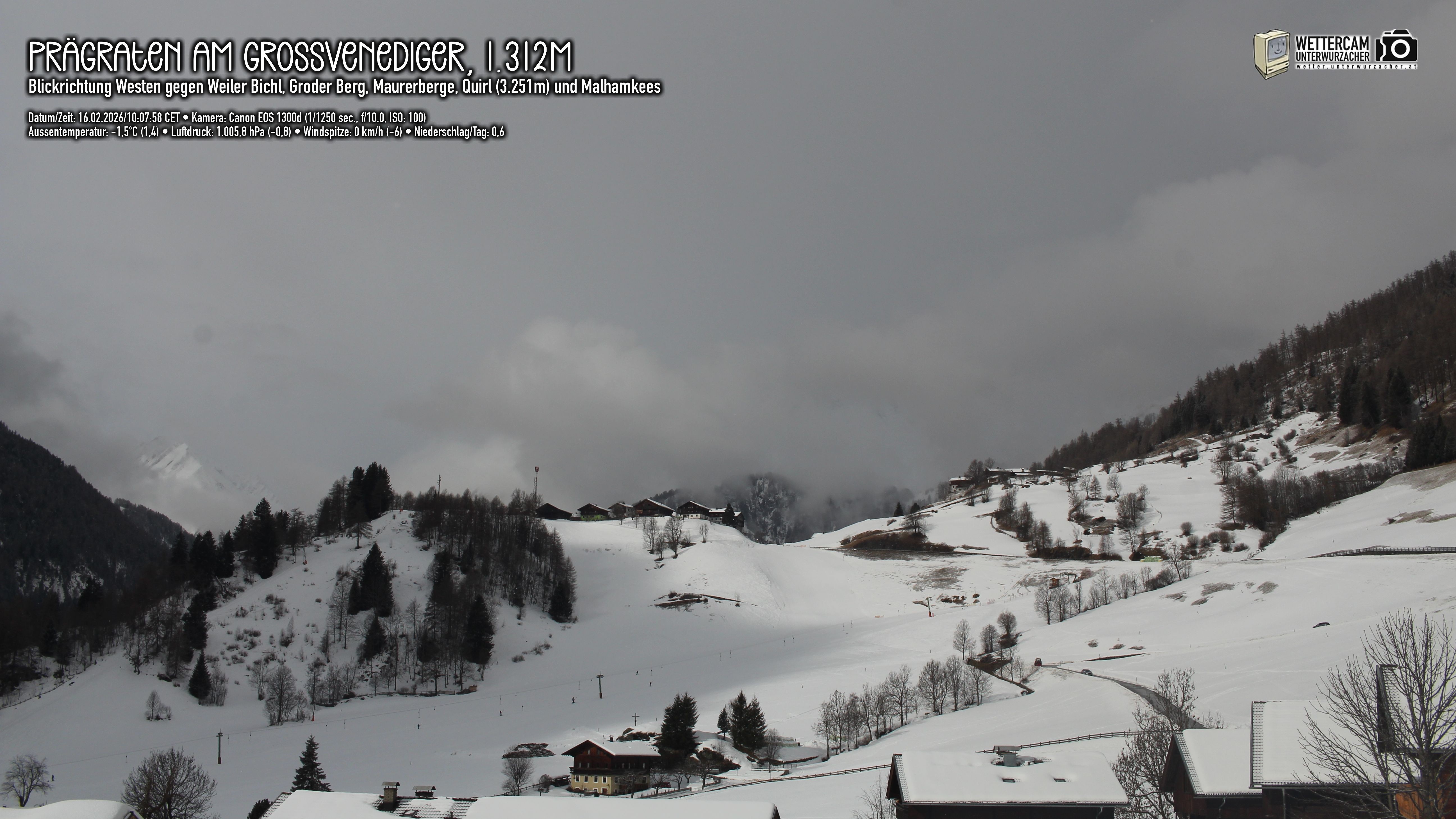 Archiv Foto Webcam Prägraten am Großvenediger - Dorf Bichl und Maurer Berge