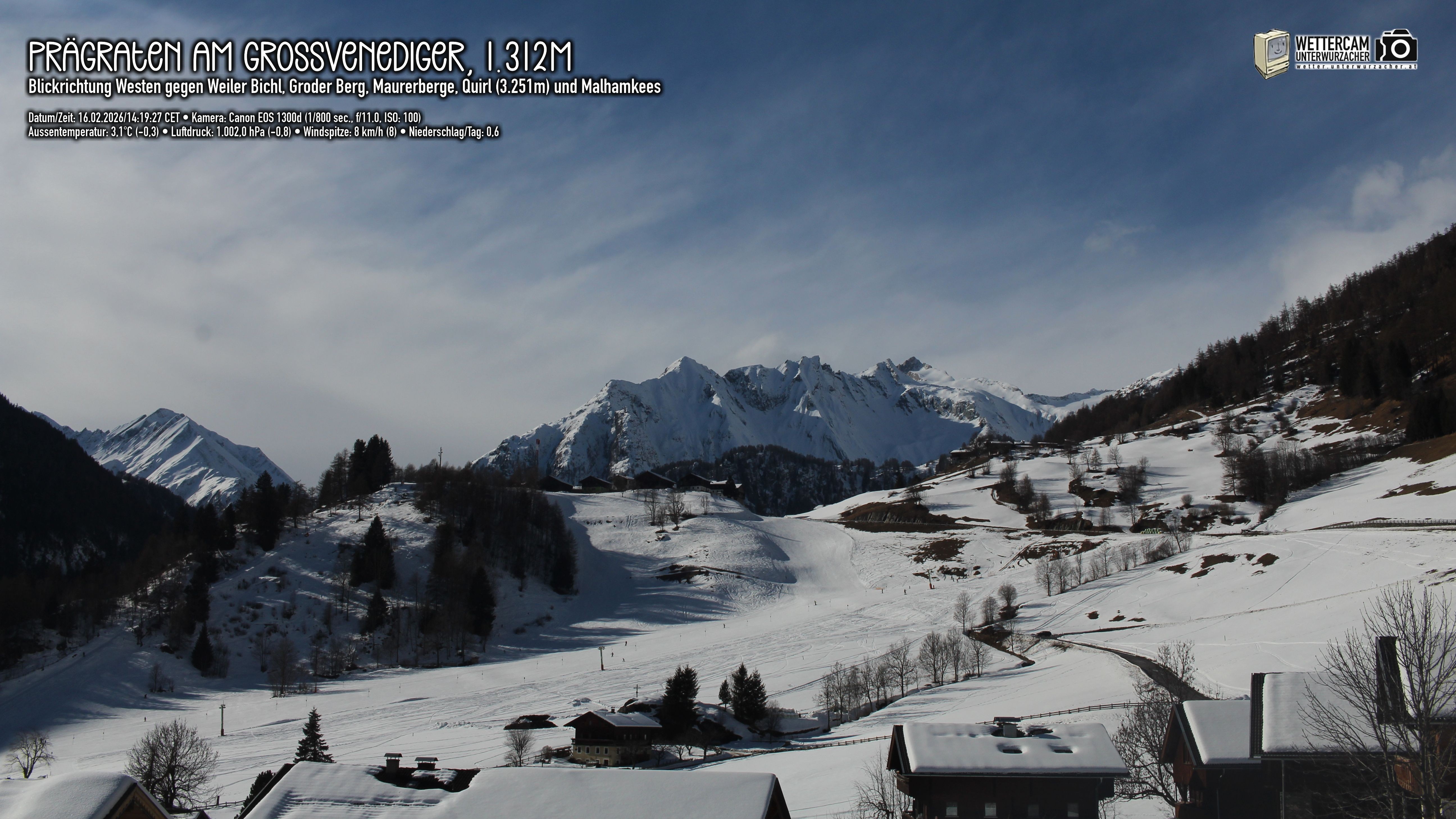 Archiv Foto Webcam Prägraten am Großvenediger - Dorf Bichl und Maurer Berge