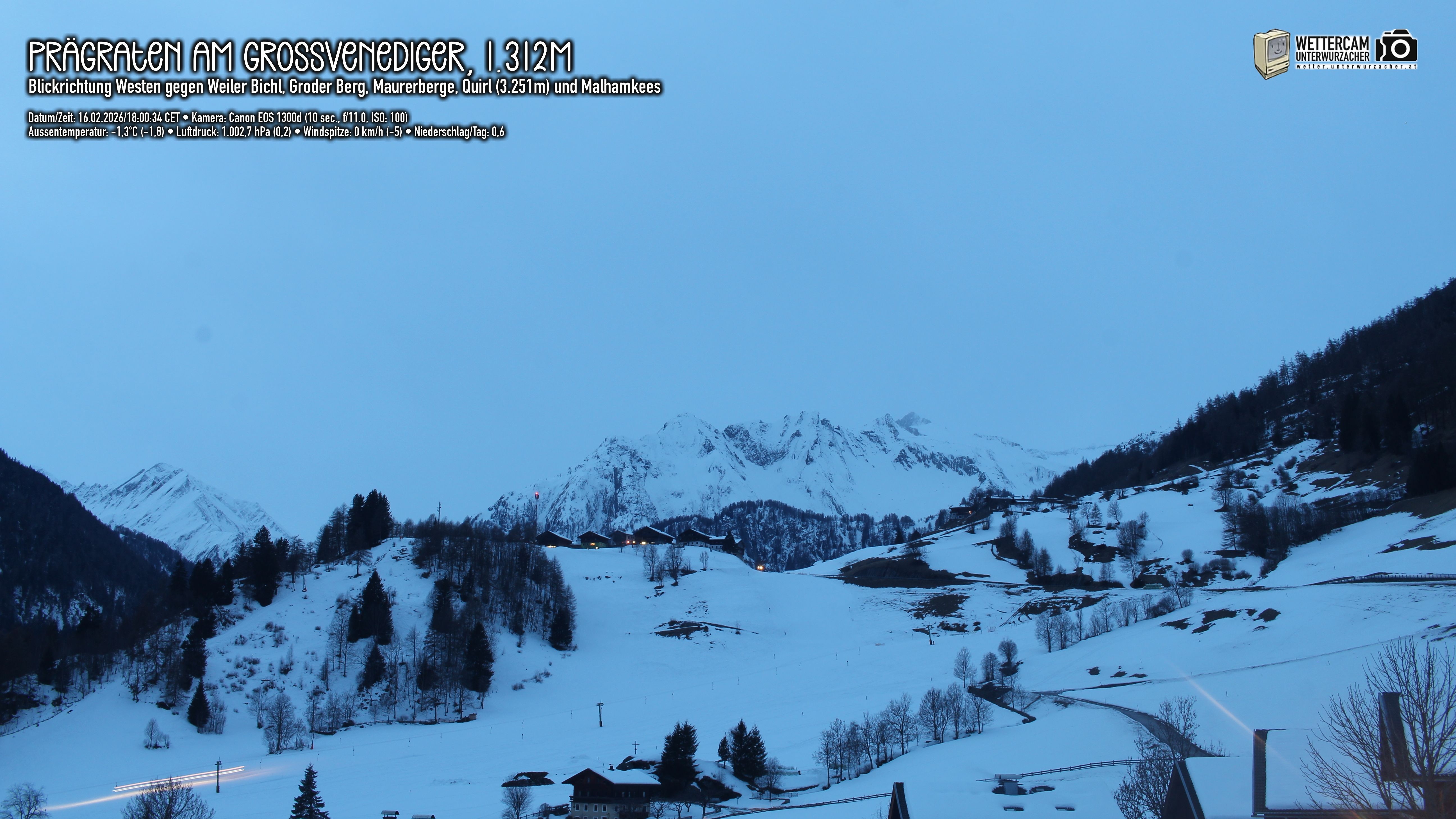 Archiv Foto Webcam Prägraten am Großvenediger - Dorf Bichl und Maurer Berge