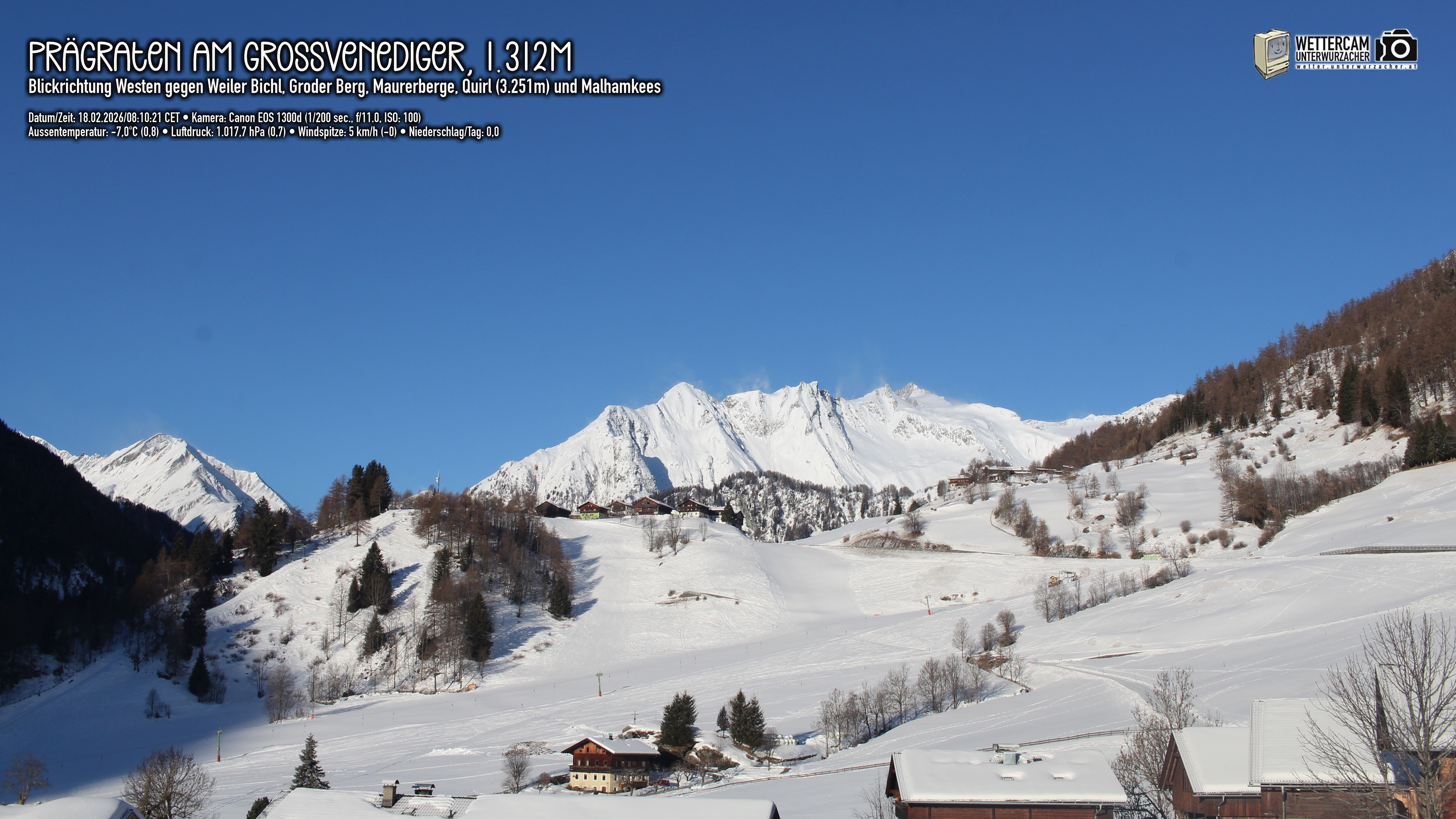 Archiv Foto Webcam Prägraten am Großvenediger - Dorf Bichl und Maurer Berge