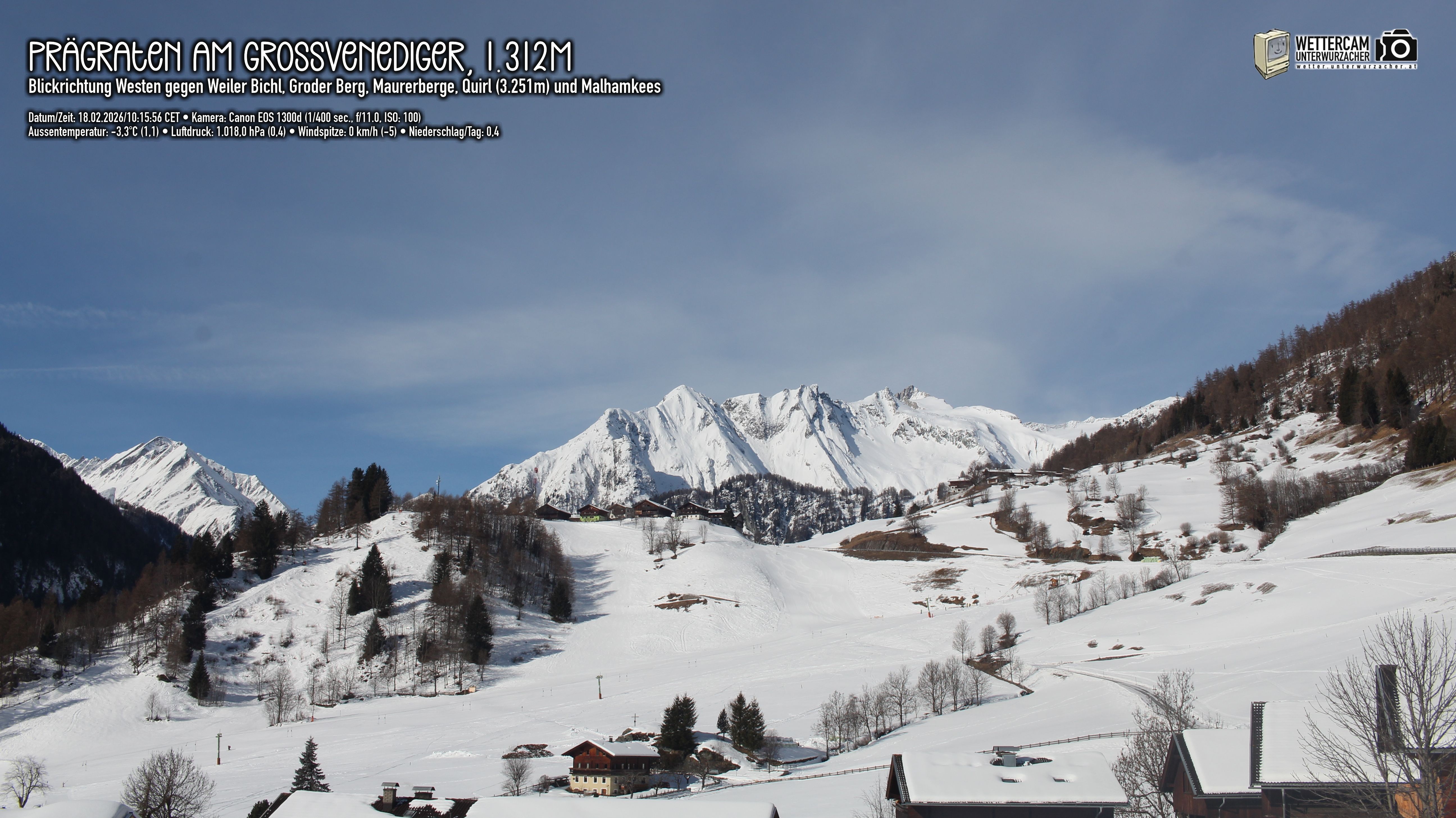 Archiv Foto Webcam Prägraten am Großvenediger - Dorf Bichl und Maurer Berge