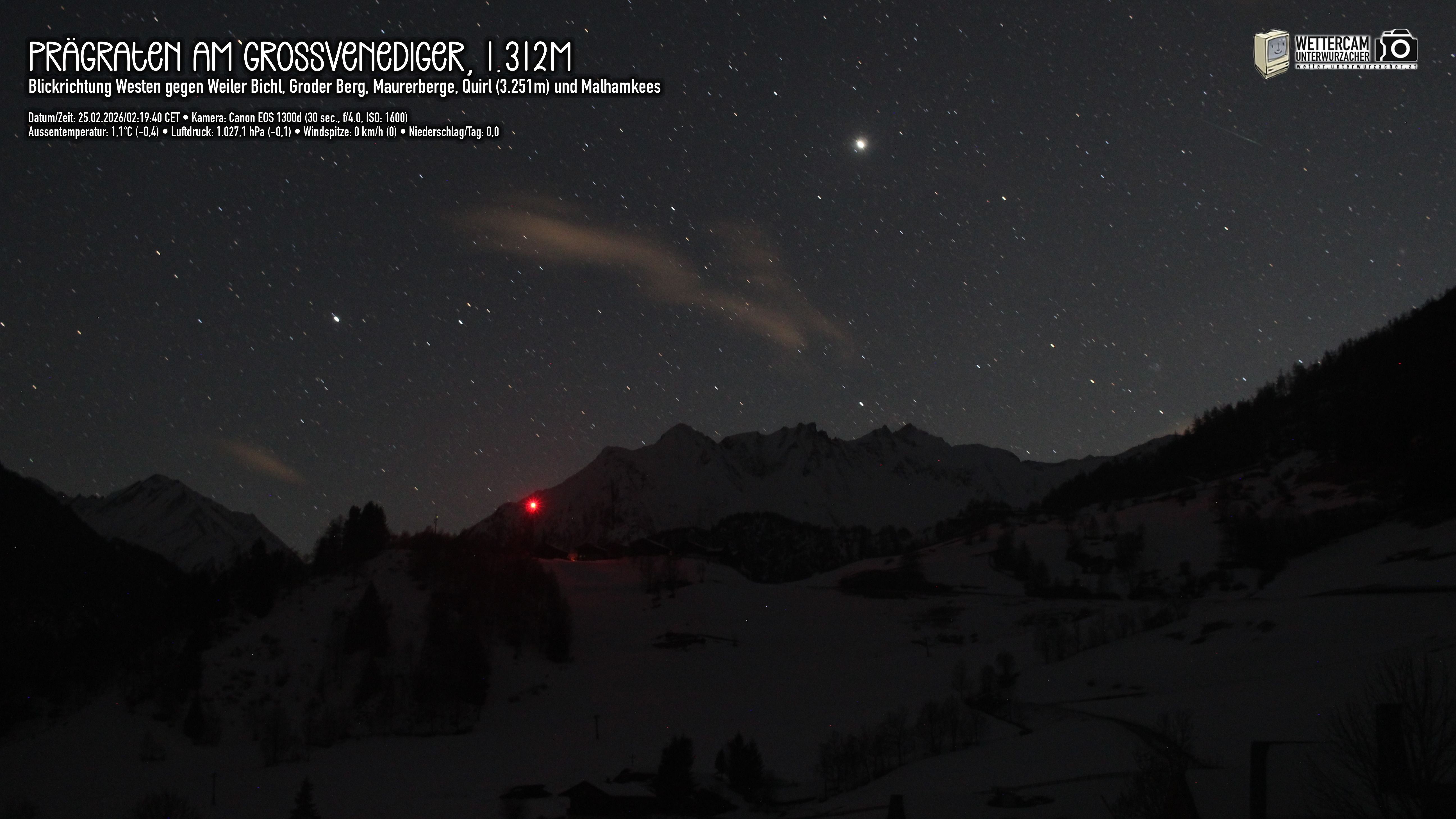 Archived image Webcam Prägraten am Großvenediger - Maurer Berge