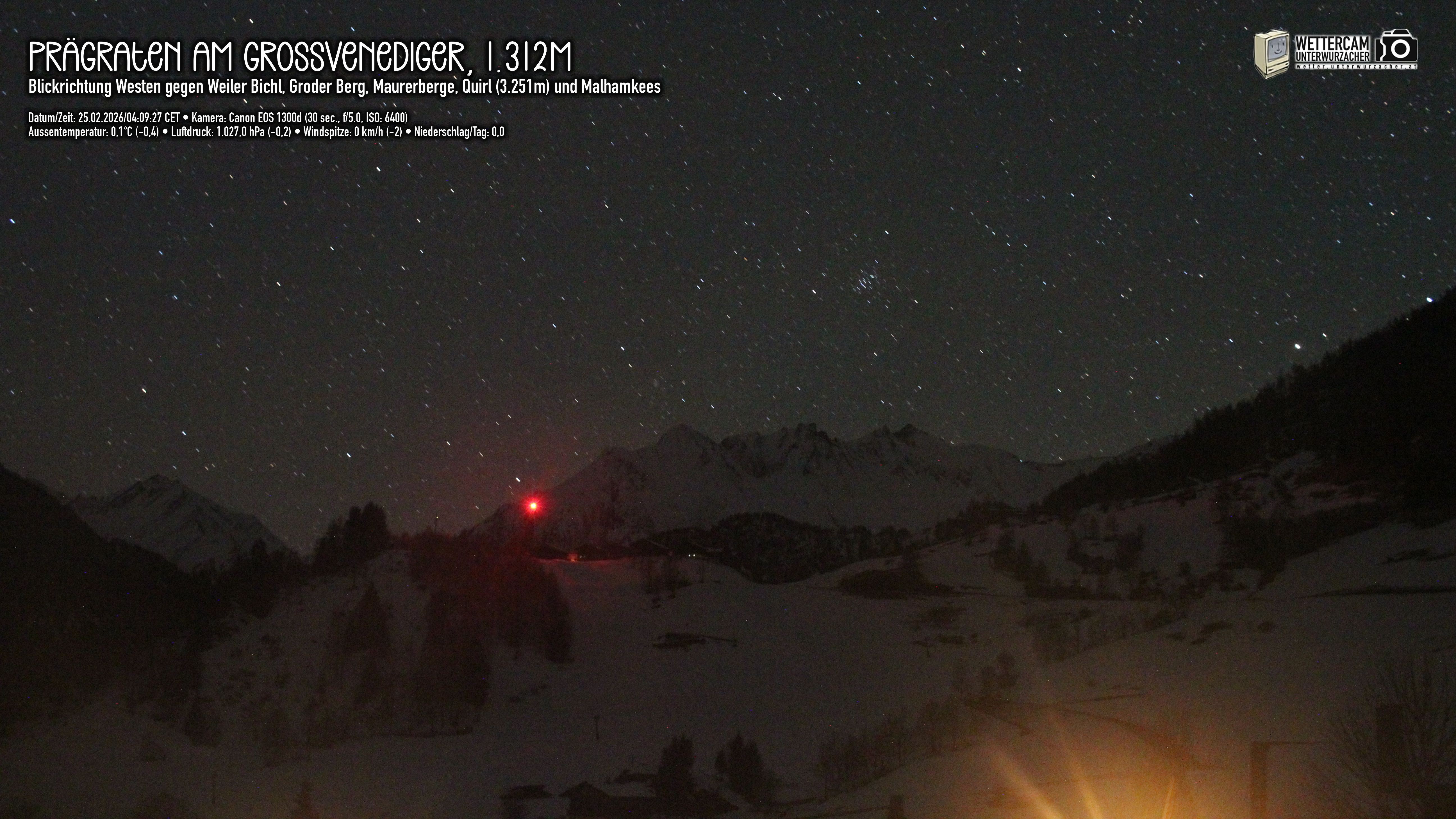 Archived image Webcam Prägraten am Großvenediger - Maurer Berge