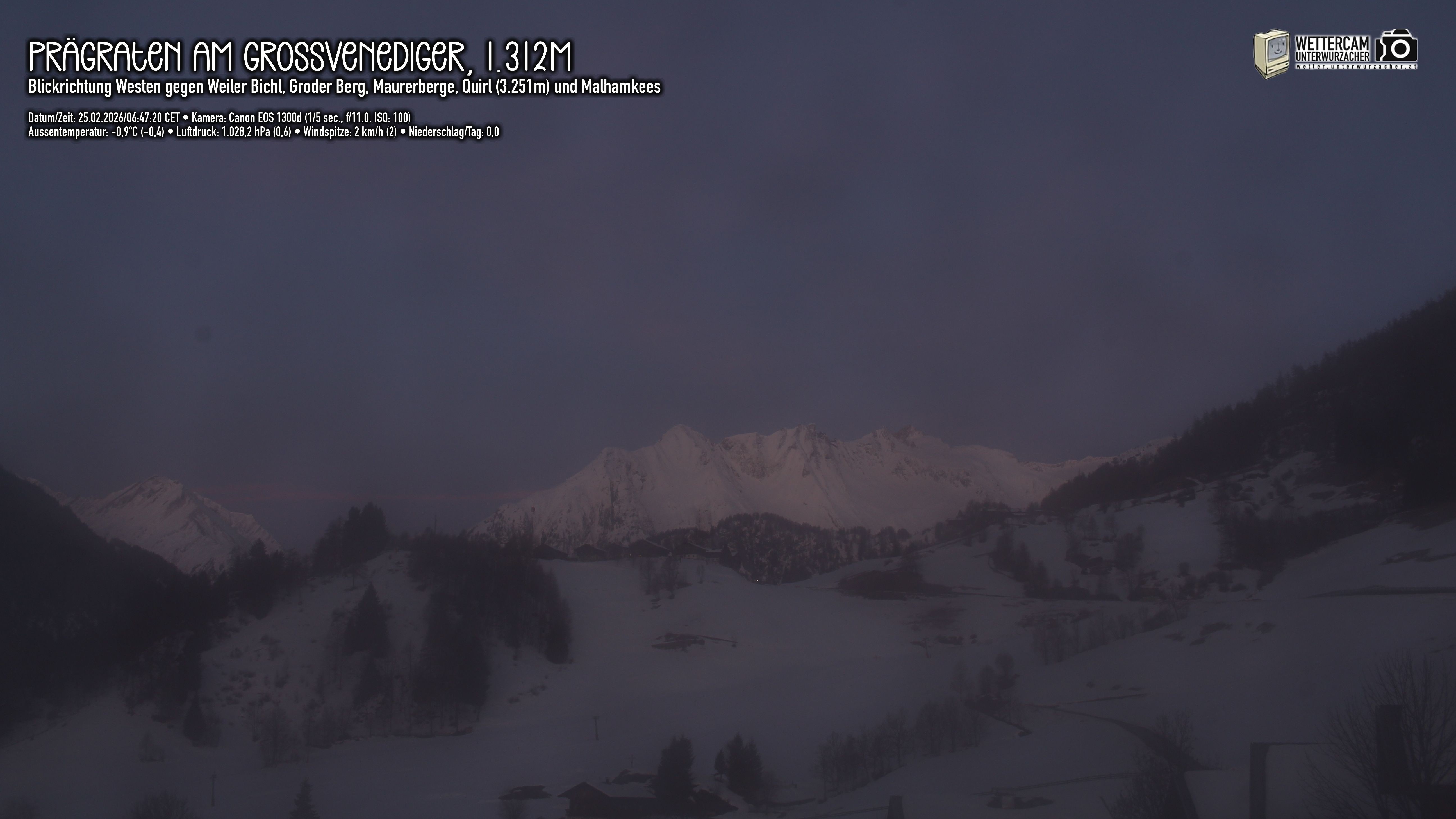 Archived image Webcam Prägraten am Großvenediger - Maurer Berge