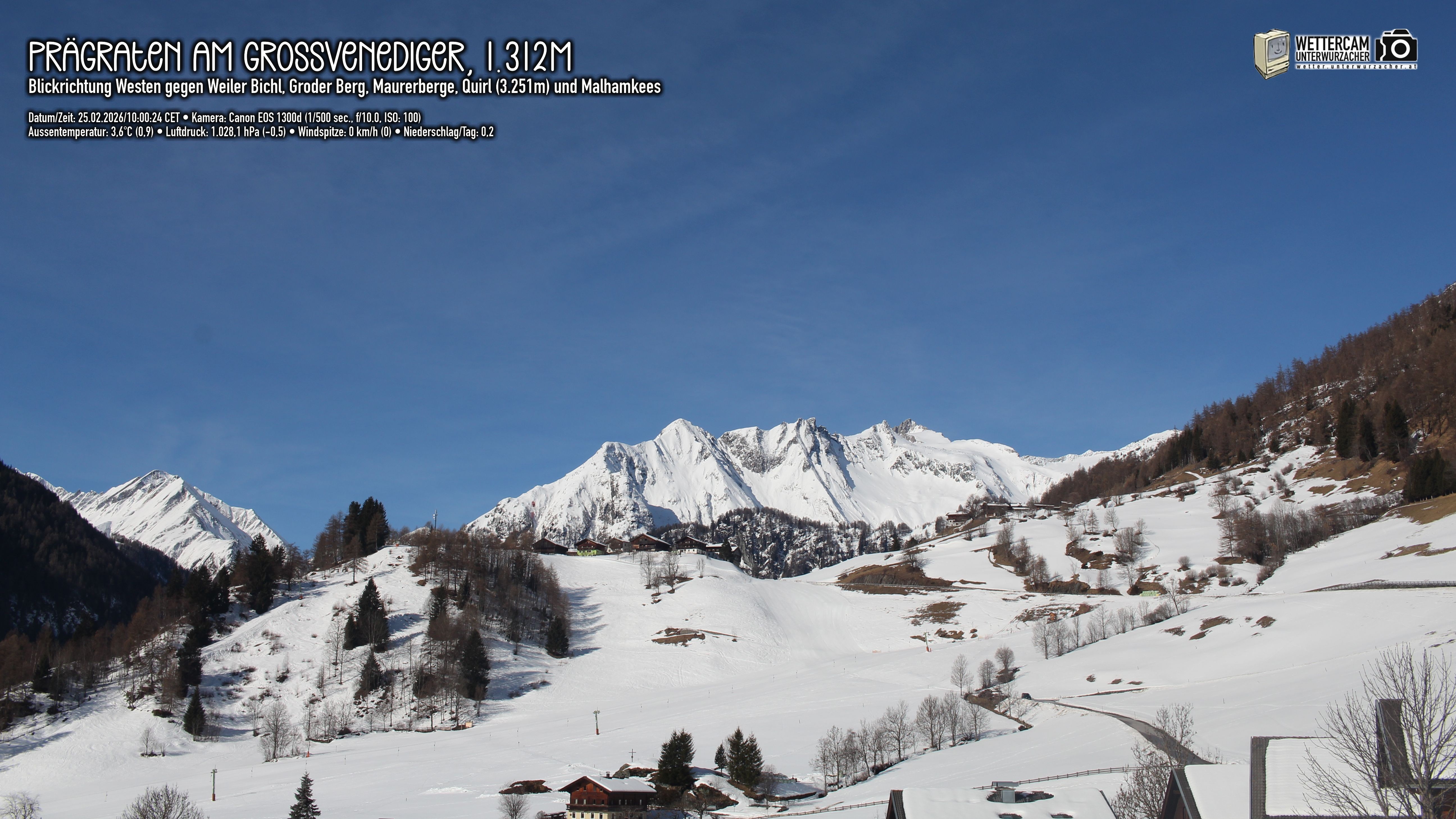 Archived image Webcam Prägraten am Großvenediger - Maurer Berge