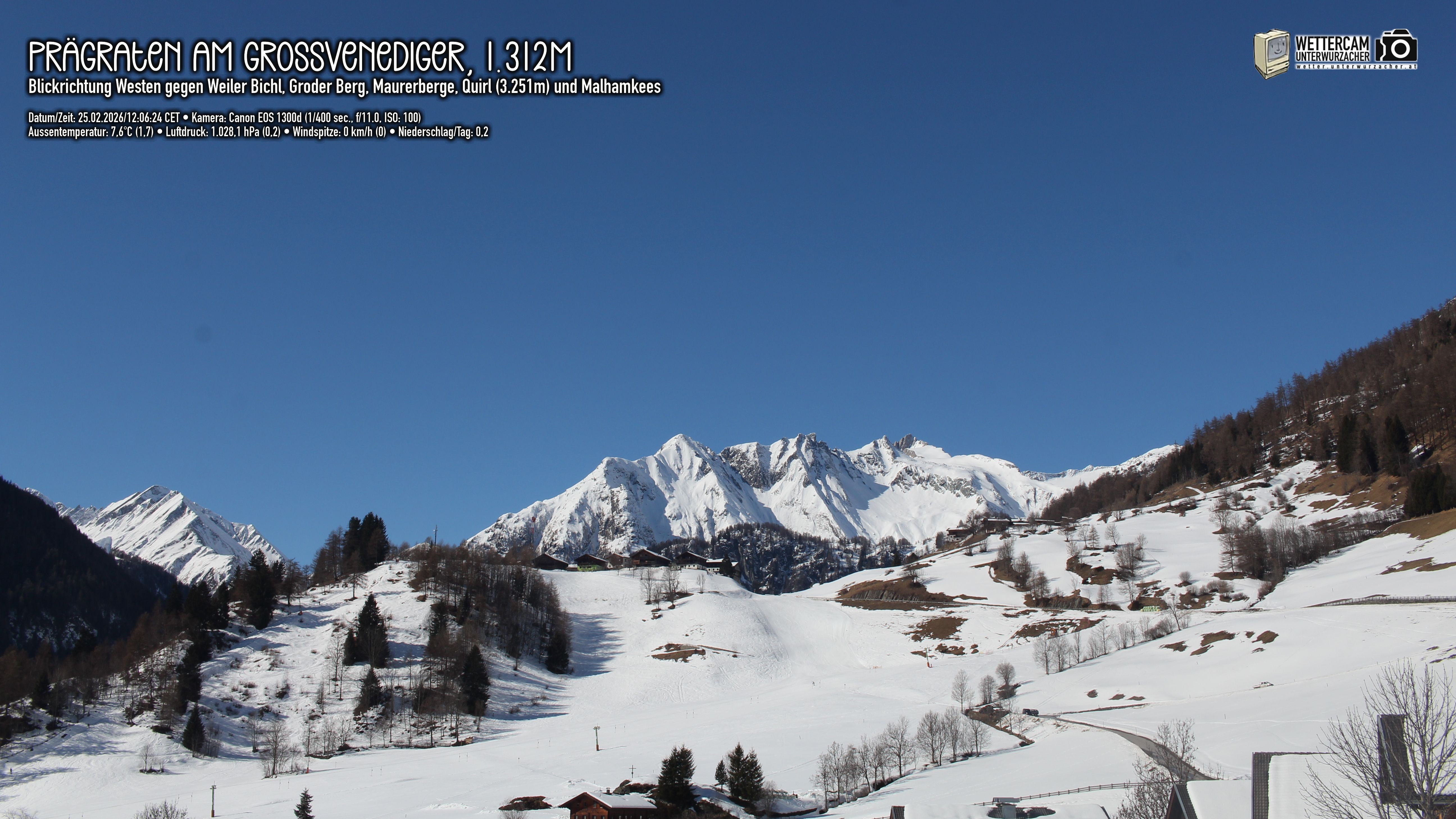 Archived image Webcam Prägraten am Großvenediger - Maurer Berge