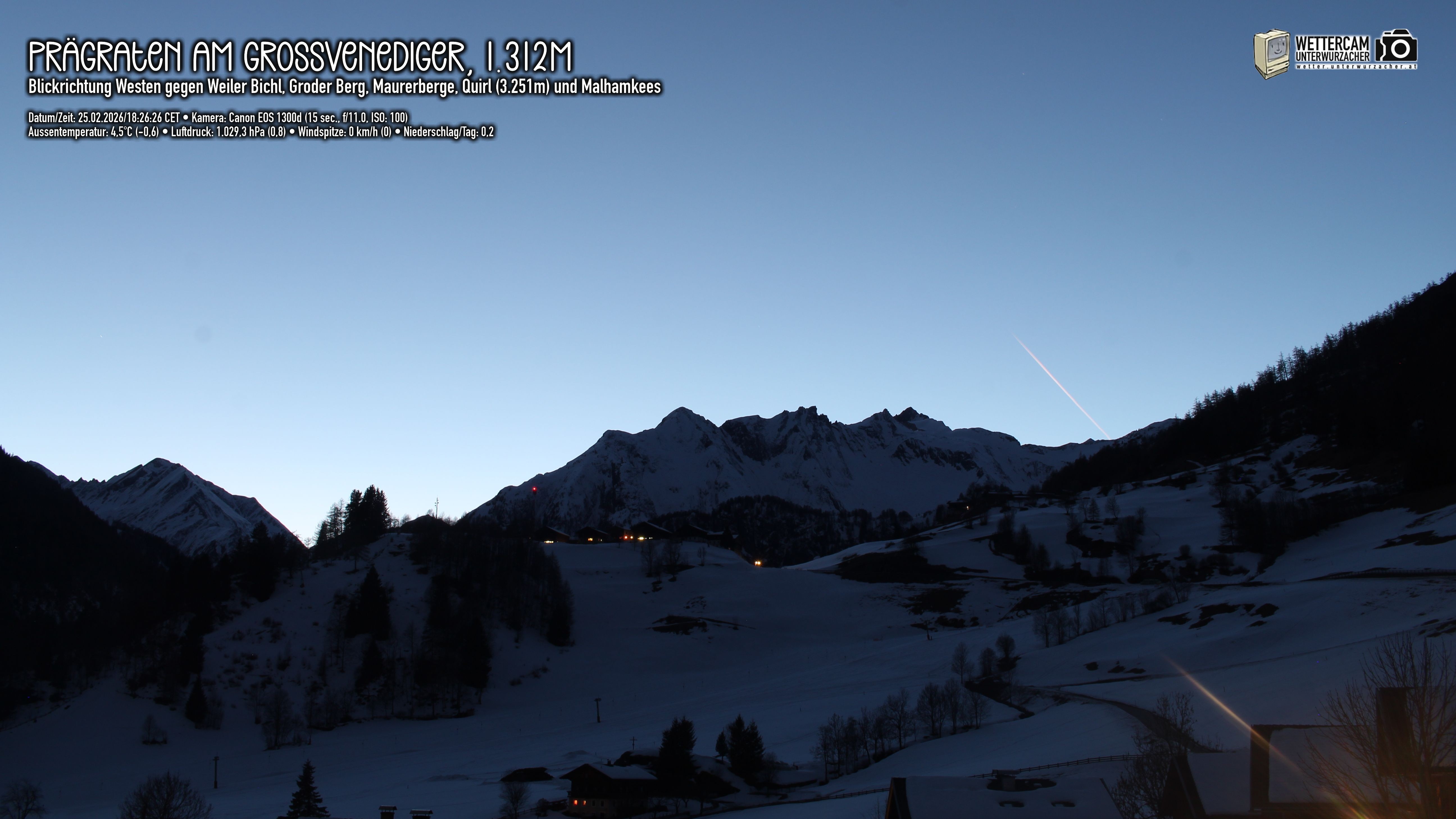 Archived image Webcam Prägraten am Großvenediger - Maurer Berge