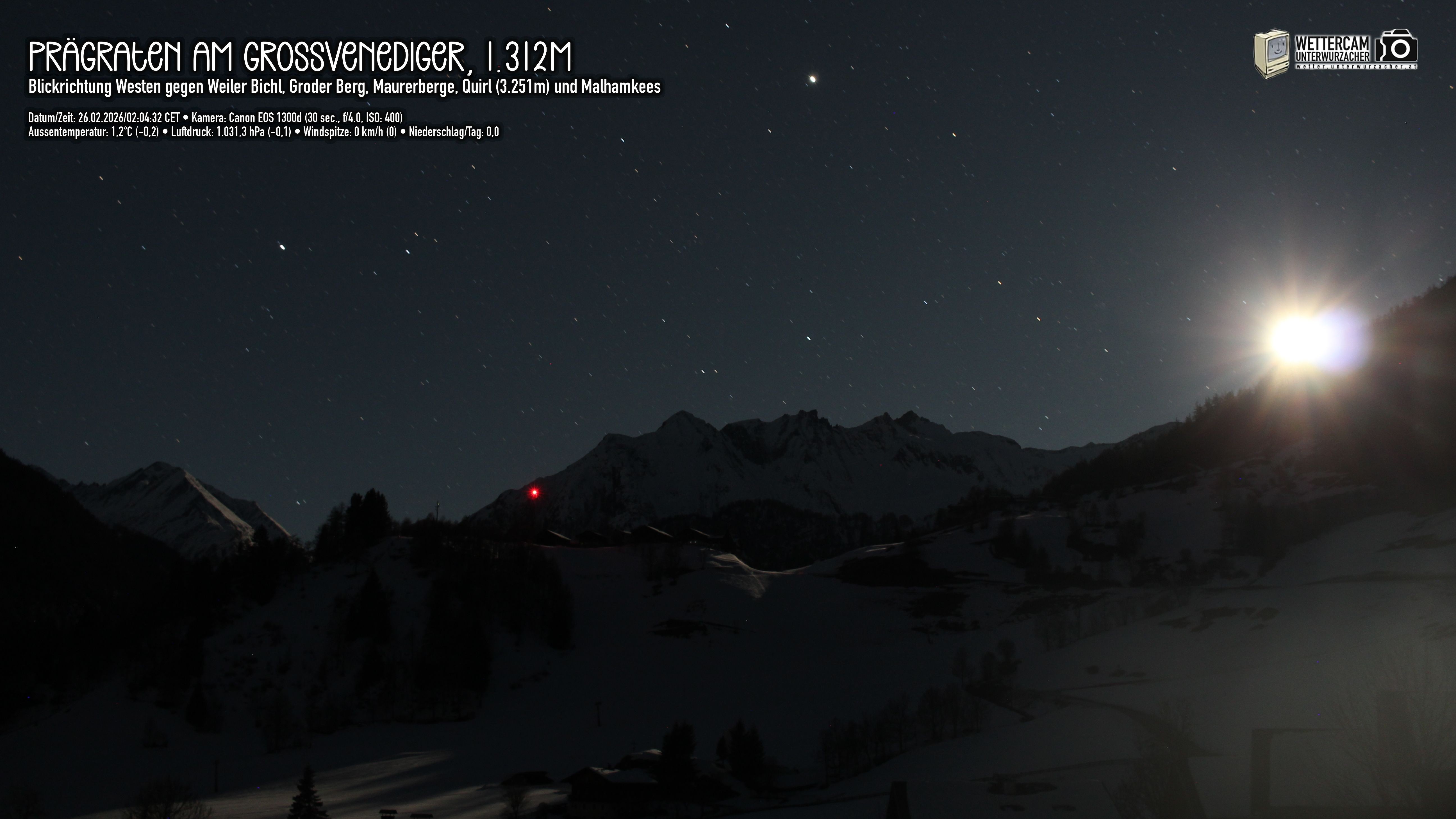 Archived image Webcam Prägraten am Großvenediger - Maurer Berge