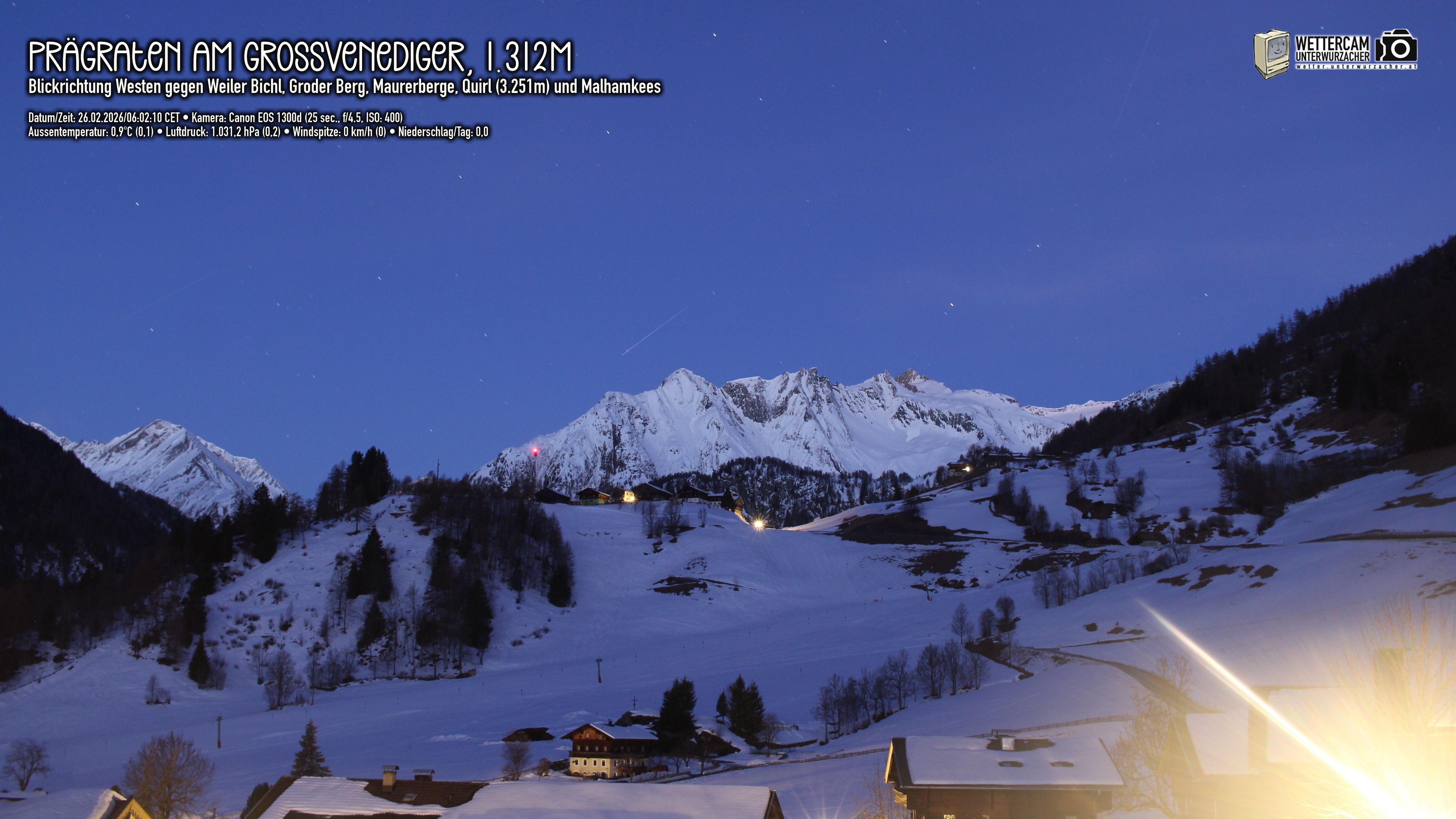 Archived image Webcam Prägraten am Großvenediger - Maurer Berge