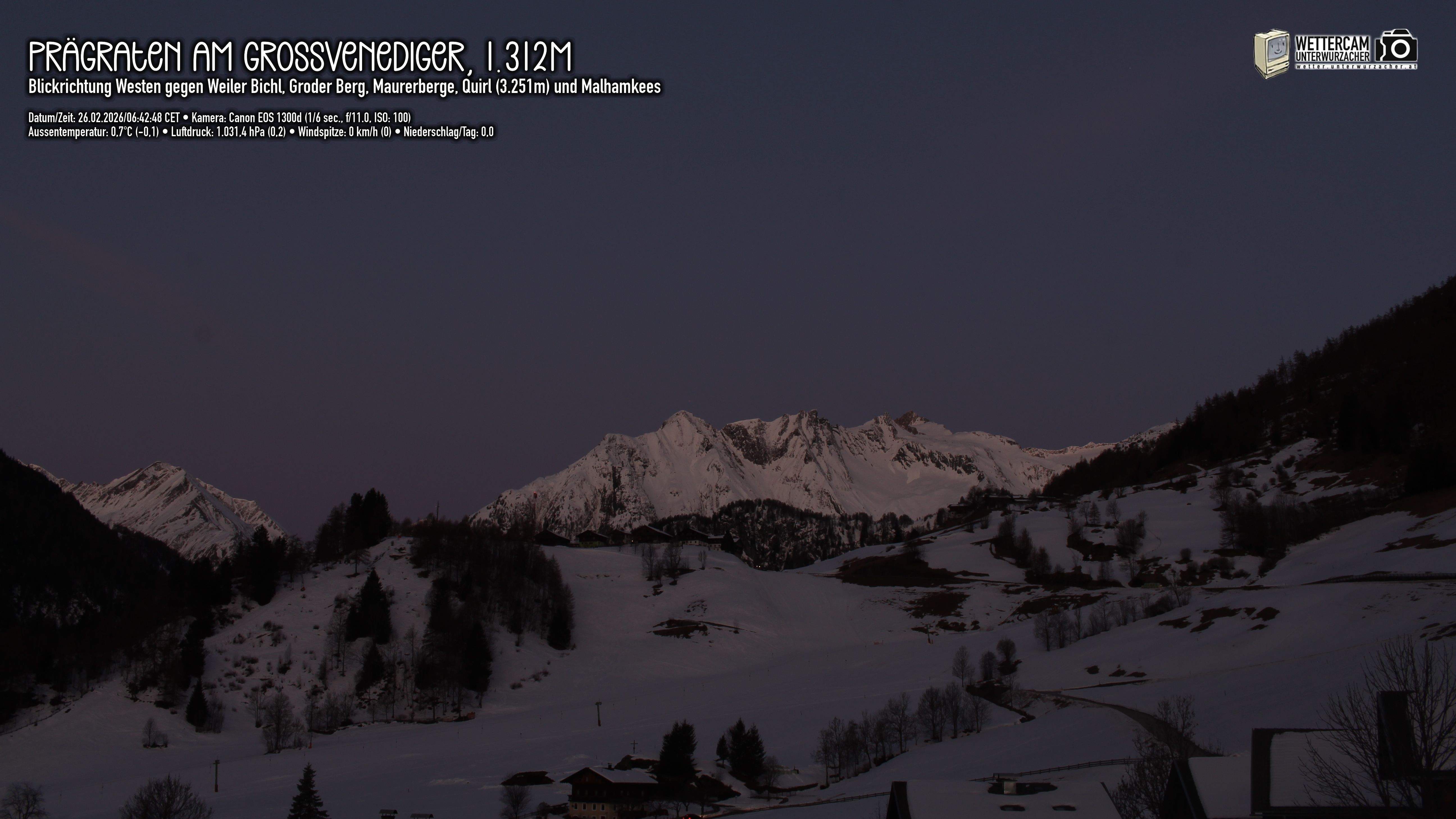 Archived image Webcam Prägraten am Großvenediger - Maurer Berge