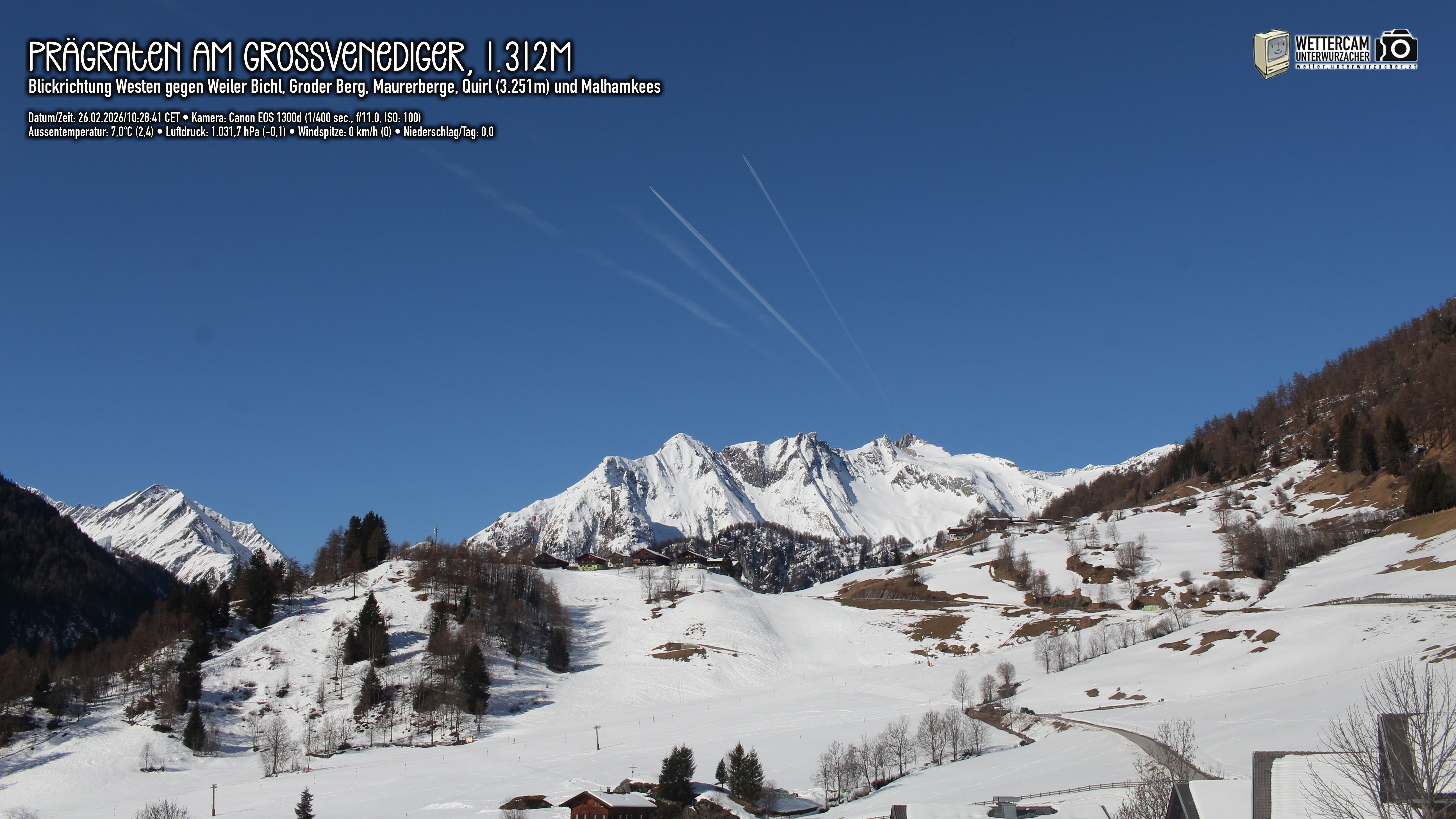 Archived image Webcam Prägraten am Großvenediger - Maurer Berge