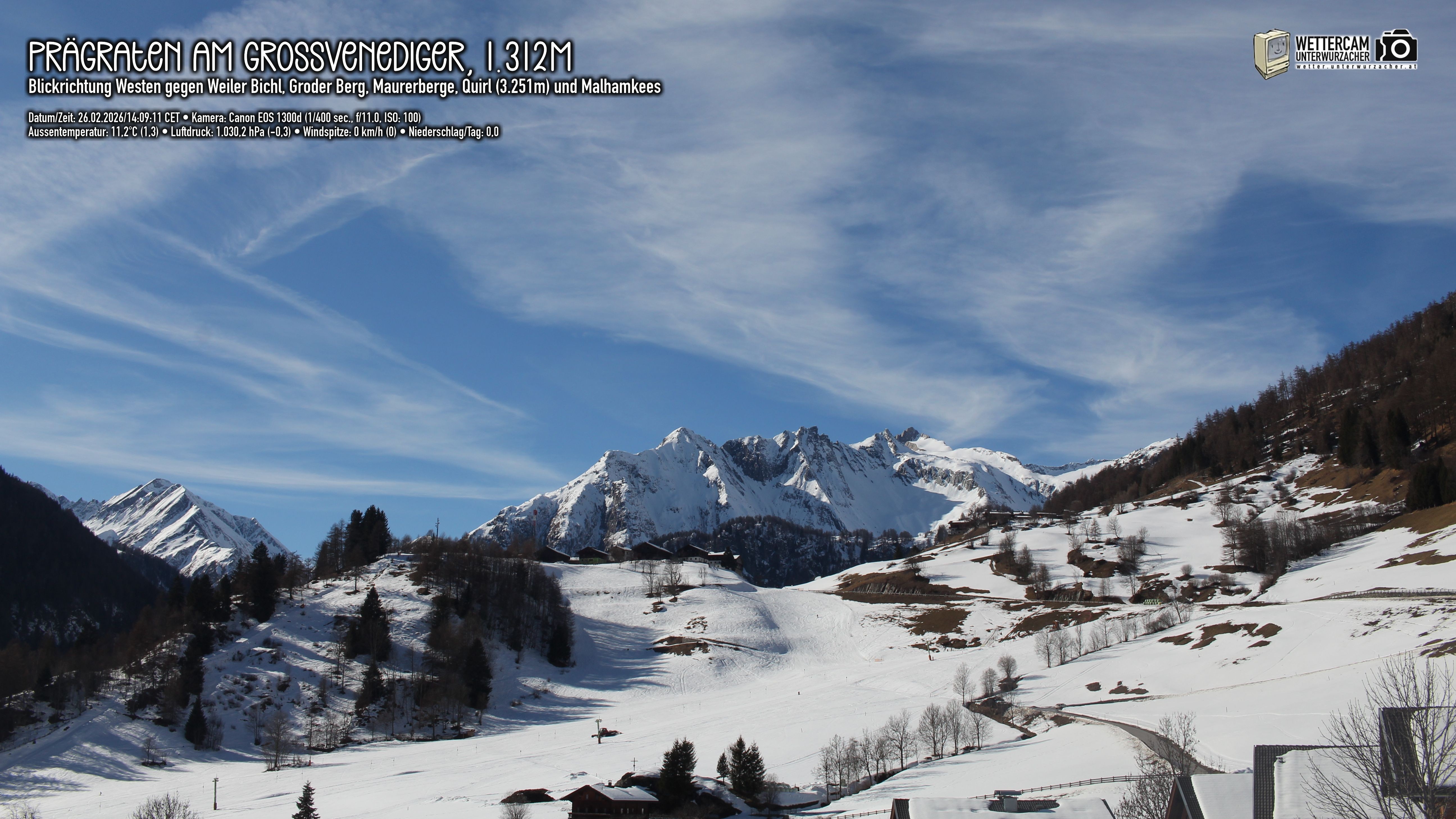 Archived image Webcam Prägraten am Großvenediger - Maurer Berge