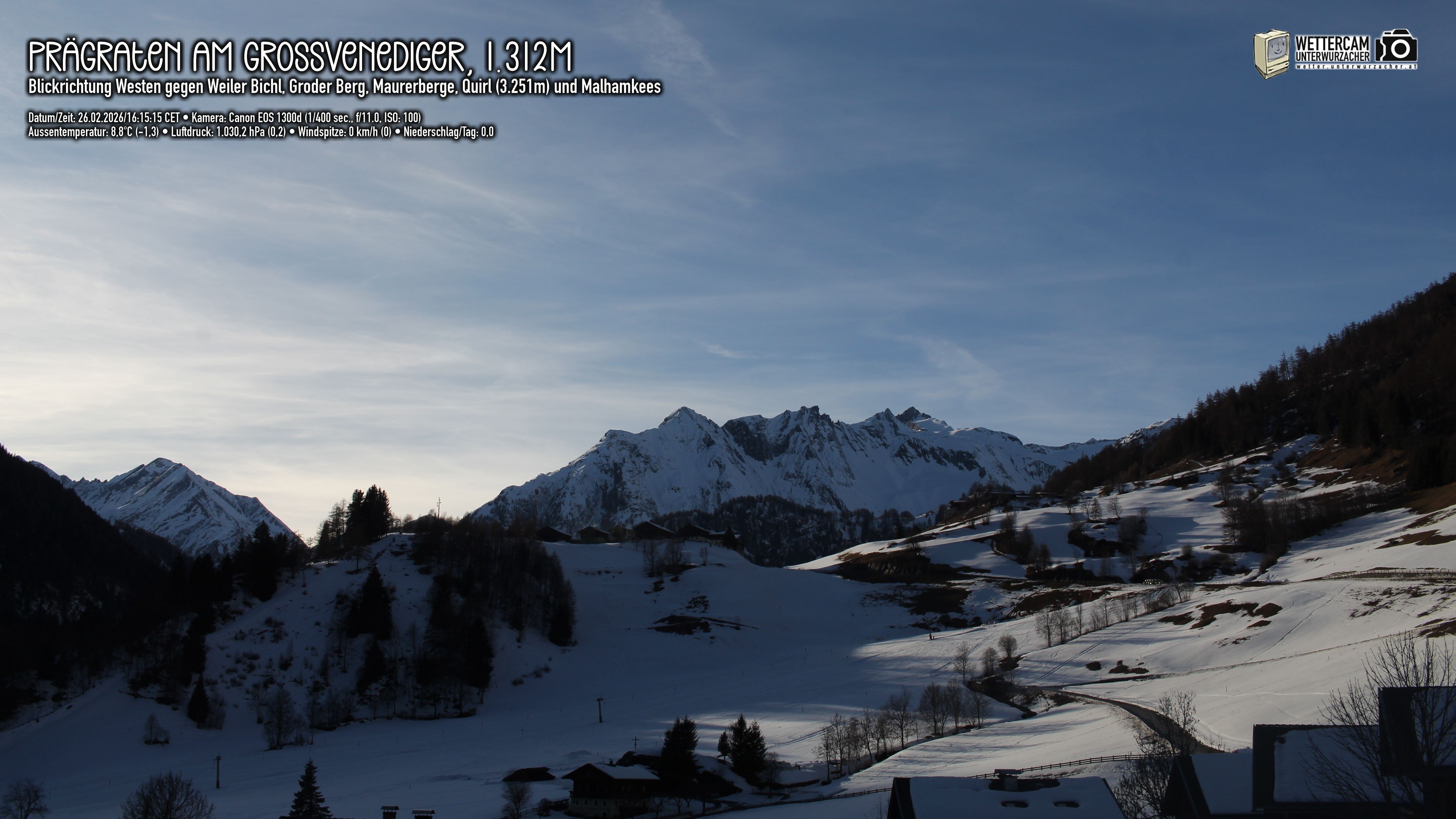 Archived image Webcam Prägraten am Großvenediger - Maurer Berge